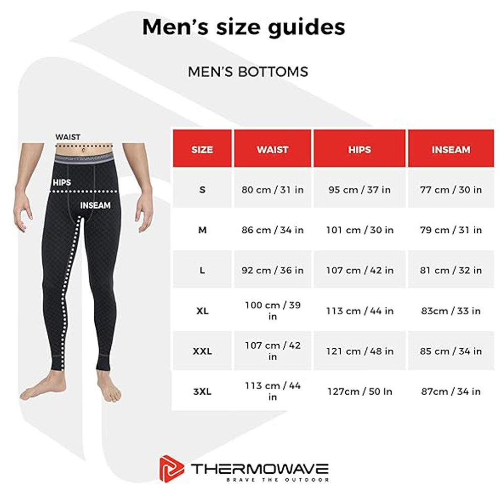 Termozeta Trainingstights Thermowave - Herren Merino dicke XTREME Pant Hose, black