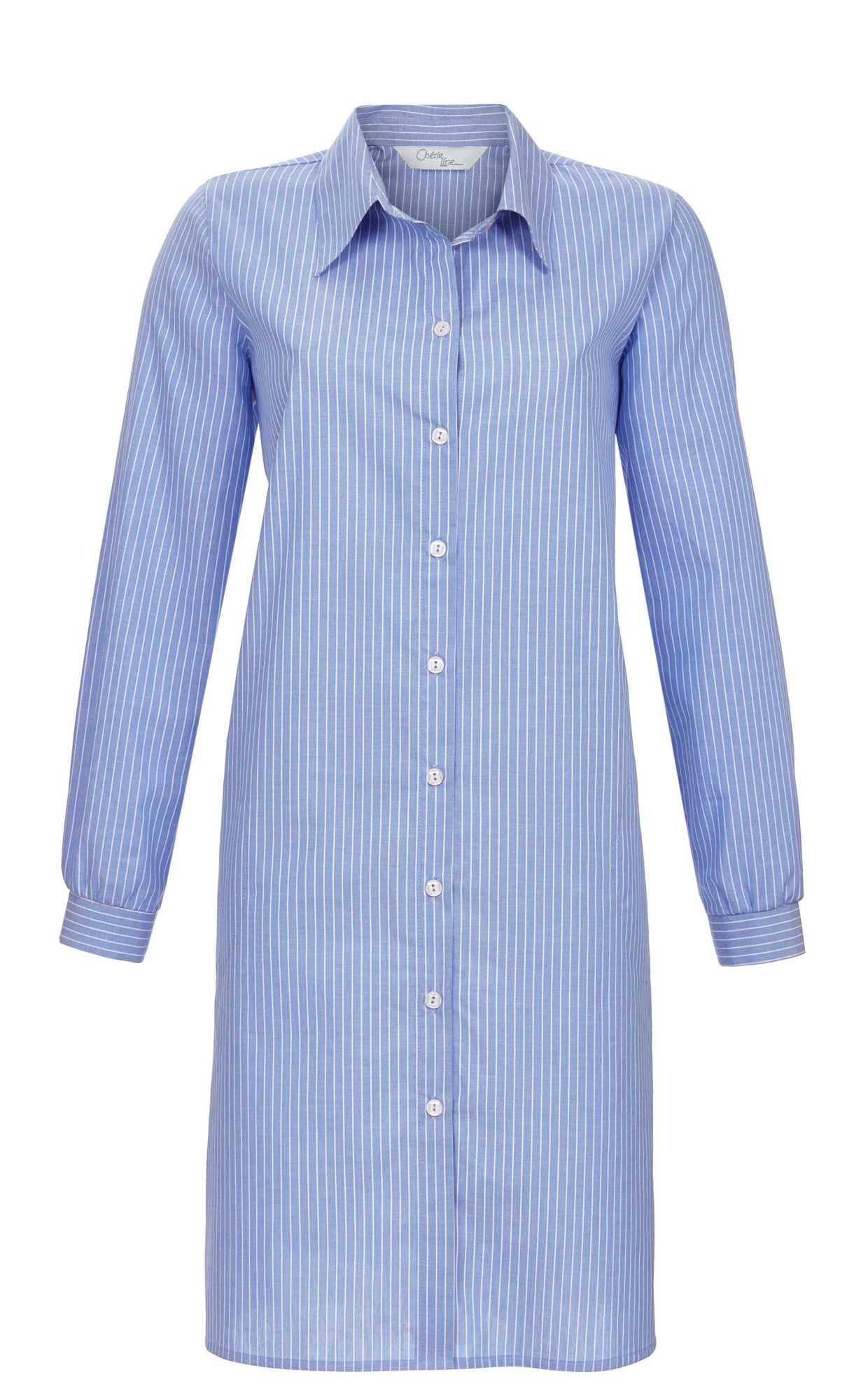 Chérie Line Hemdblusenkleid aus Webware mit feinem Nadelstreifen-Dessin Webware aus reiner Baumwolle