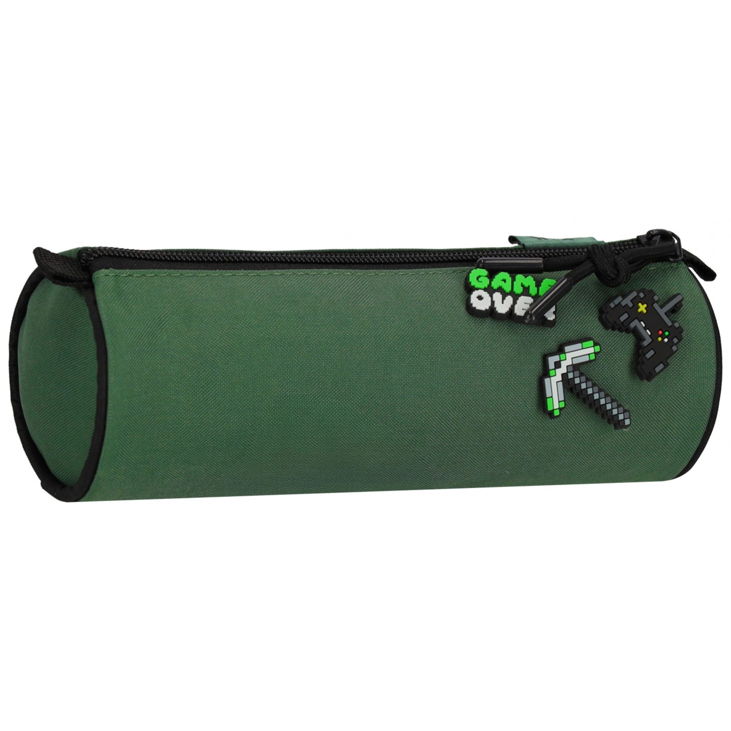 Pixel Federmäppchen PIXEL Gamer-Federmäppchen für Jungen mit 3D-Pins, rund