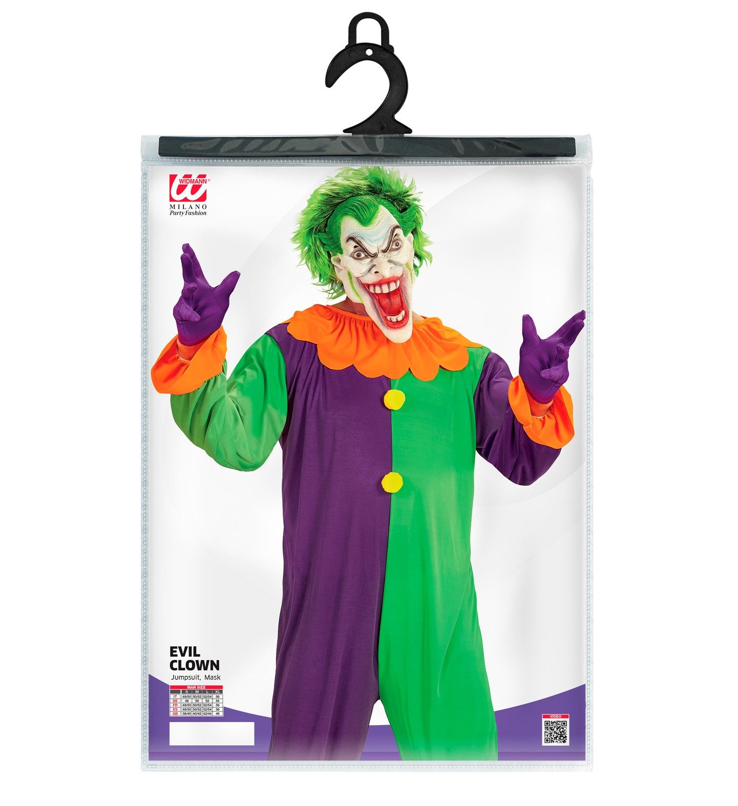 Widmann S.r.l. Clown-Kostüm Böser Clown Kostüm 'Evil' für Erwachsene, Mehrfar