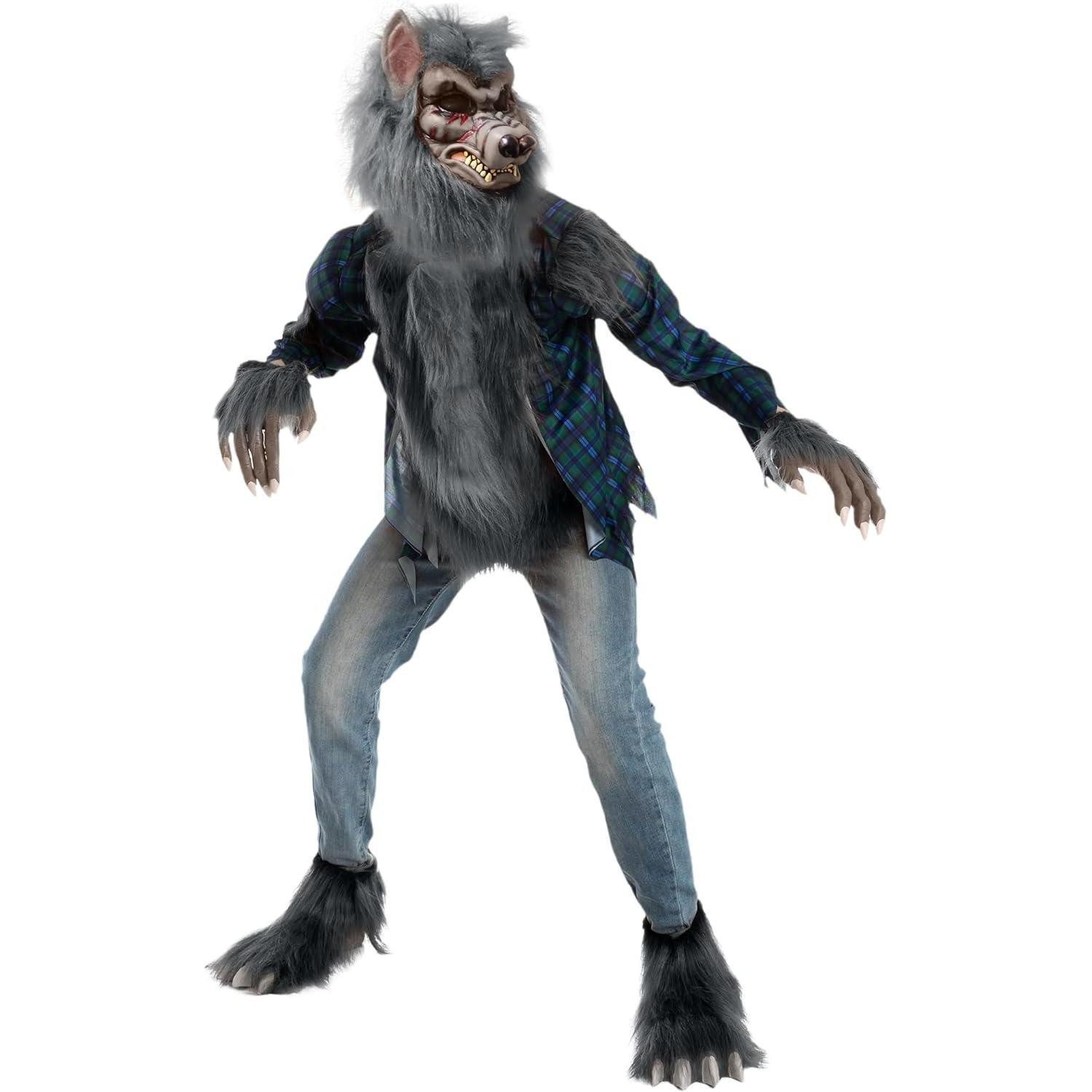 LuxusKollektion Monster-Kostüm Werwolfkostüm für Kinder grauhaarig Maske Halloween L (10-12