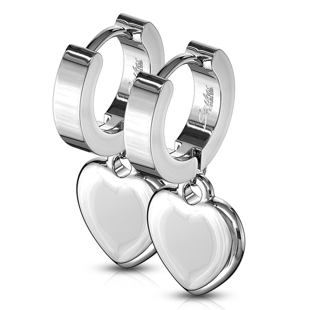 Creolen-Set Creolen mit Herzanhänger Silber aus Edelstahl Damen