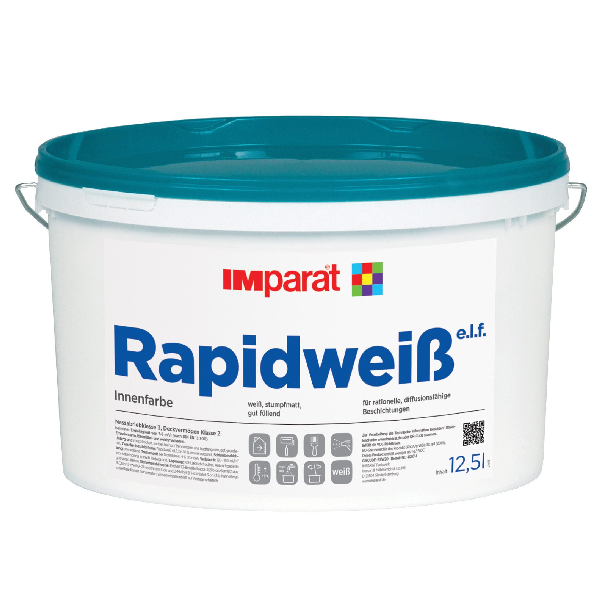IMparat Farbwerk Iversen & Mähl GmbH & Co. KG Wand- und Deckenfarbe Rapidweiß e.l.f. 12,5 l