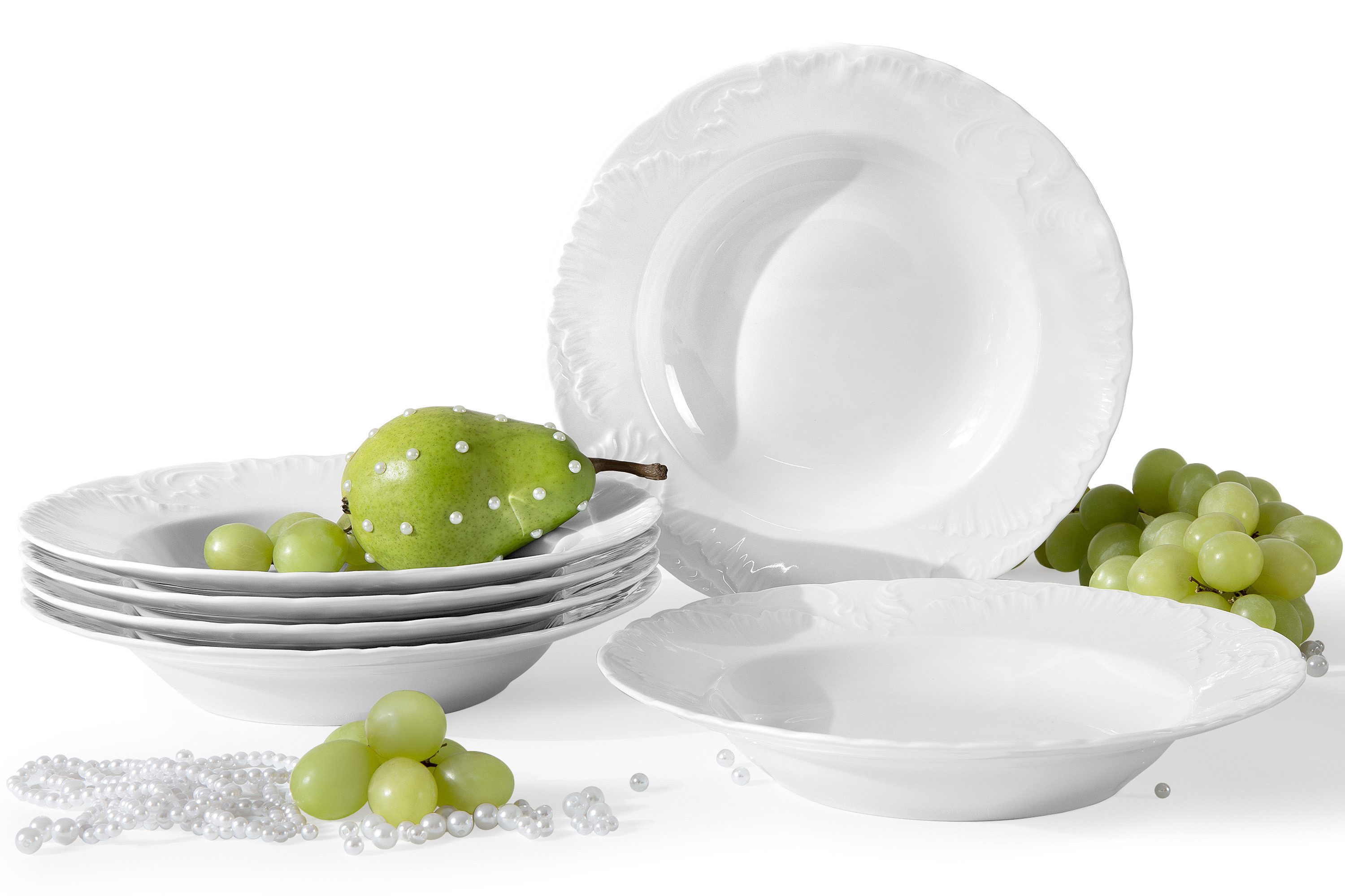 KONSIMO® Тарелки-Set CMIELOW ROCOCO Tafelservice, 6x Суповая тарелка (6-tlg), 6 Personen, Porzellan, Hochwertiges Premium-Porzellan, elegante Dekorationen