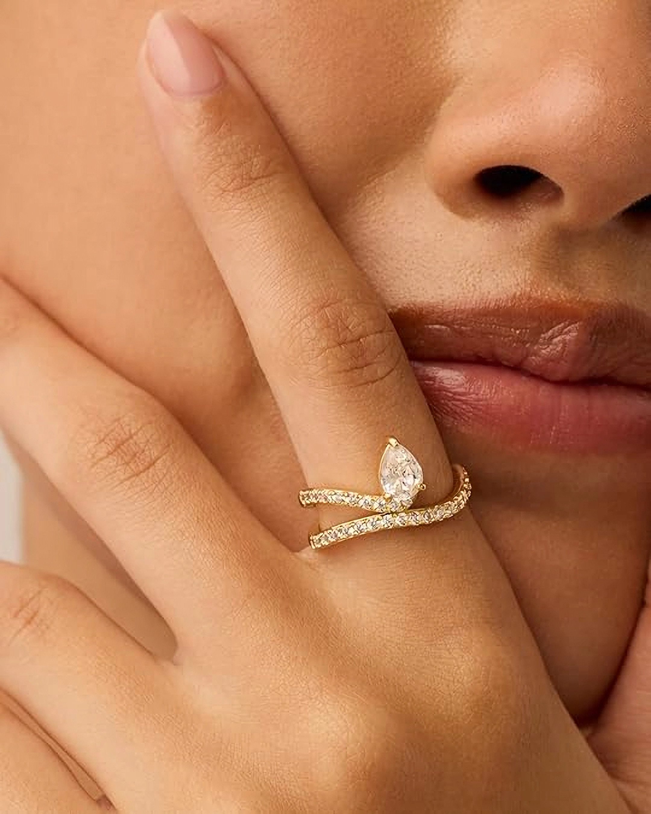 Jumpeak Verlobungsring 585 Gold, 1ct Diamantring in Birnenform,Im Labor gezüchtete Diamanten, Ehering, IGI-Zertifikat, Jubiläums- und Geburtstagsgeschenke