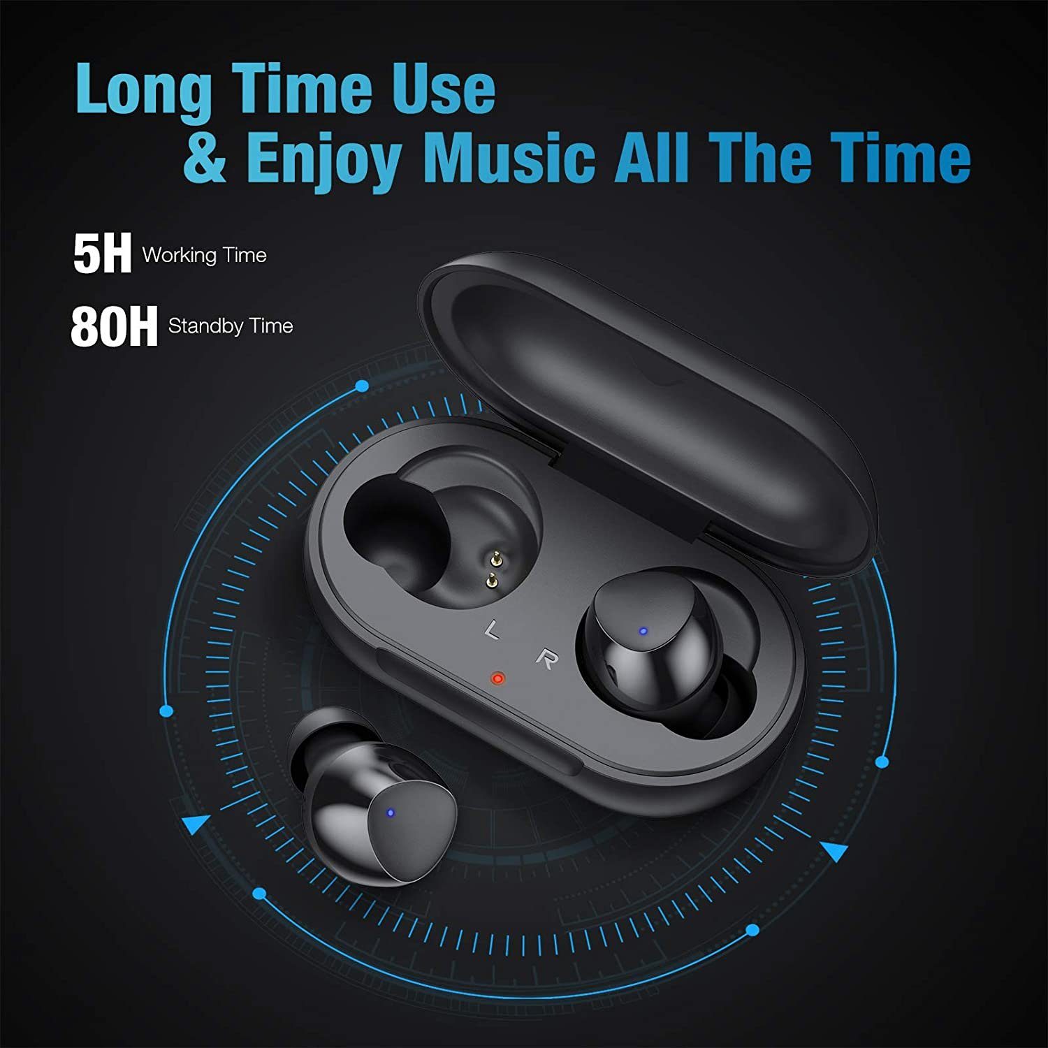 Kabellos, Bluetooth S10 Intelligente in Laufzeit) (Bluetooth Std. 20 wireless In-Ear-Kopfhörer kabellose Ear, Kopfhörer, Mikrofon, Stereoklang, POWERADD 5.0, Kopfhörer PX8 mit Berührung, Köpfhörer HiFi Wasserdicht,