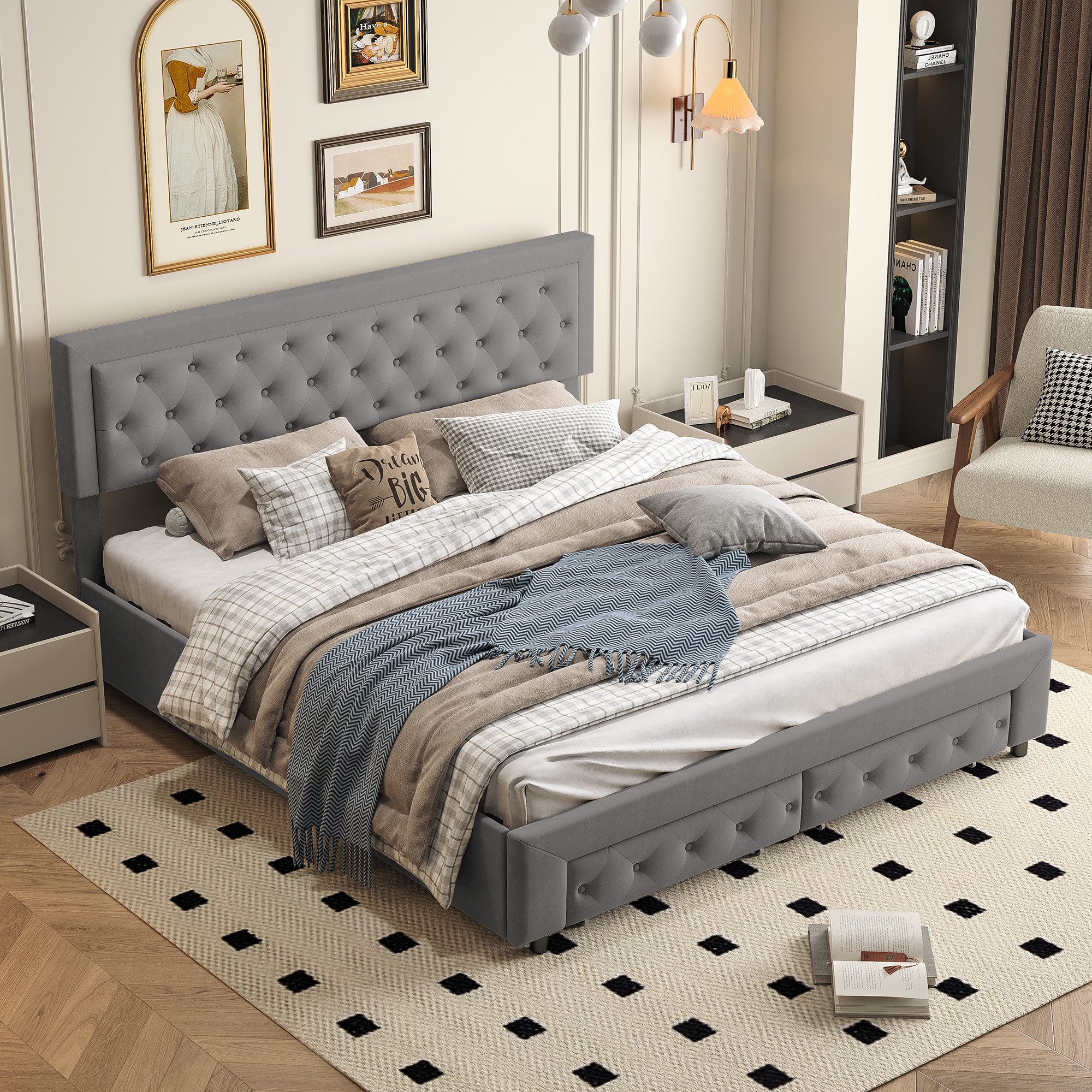 FUROKOY Polsterbett Stauraumbett Doppelbett mit Aufbewahrungsfunktion günstig online kaufen