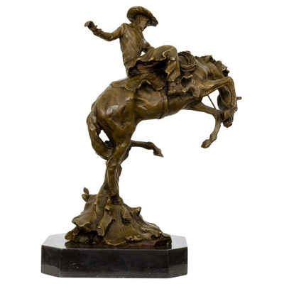 Aubaho Skulptur Bronzeskulptur Figur Rodeo Reiter nach Frederic Remington Cowboy Repli