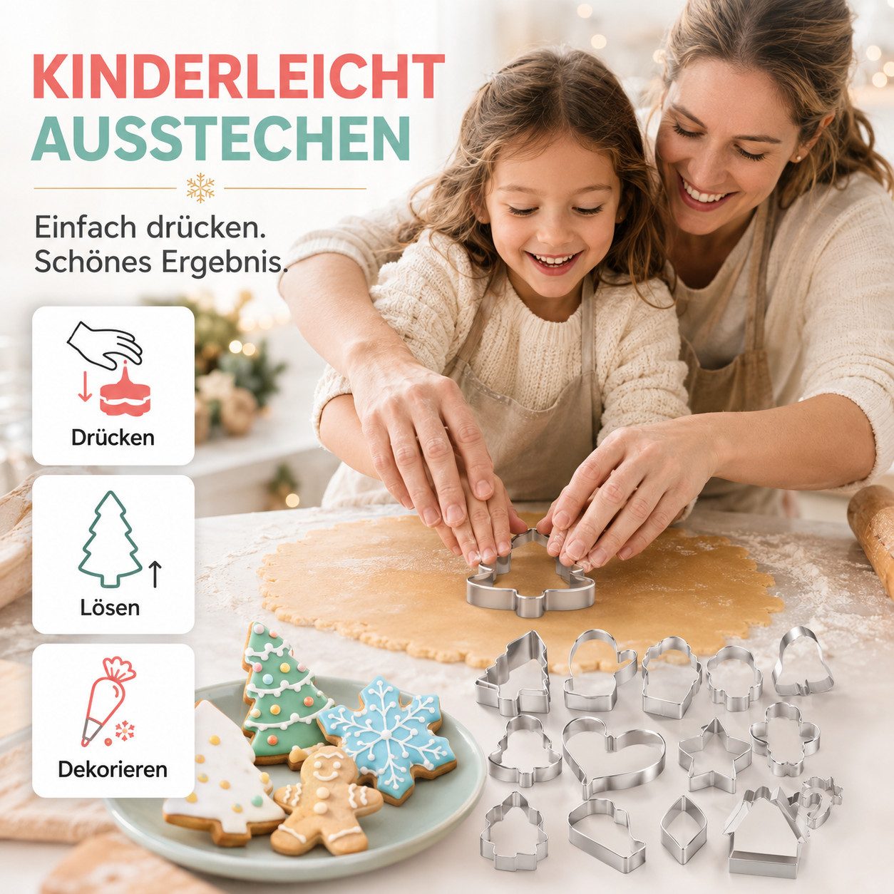 MerryXmas Ausstechform 20 Weihnachts-Ausstechformen aus Metall für Plätzchen, (20er Set, 20-St., 20-teilig) – Bild 4 von 5