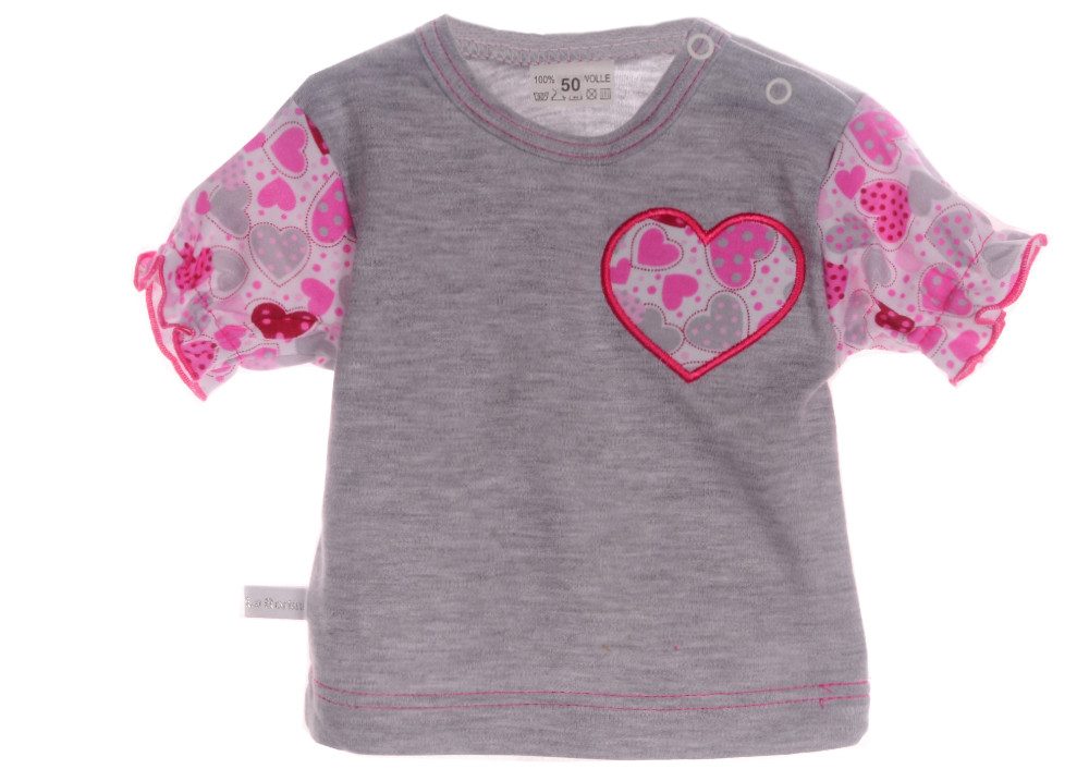 T-Shirt Baby T-Shirt Shirt Kurzarmshirt in Grau mit Herzen Applikation