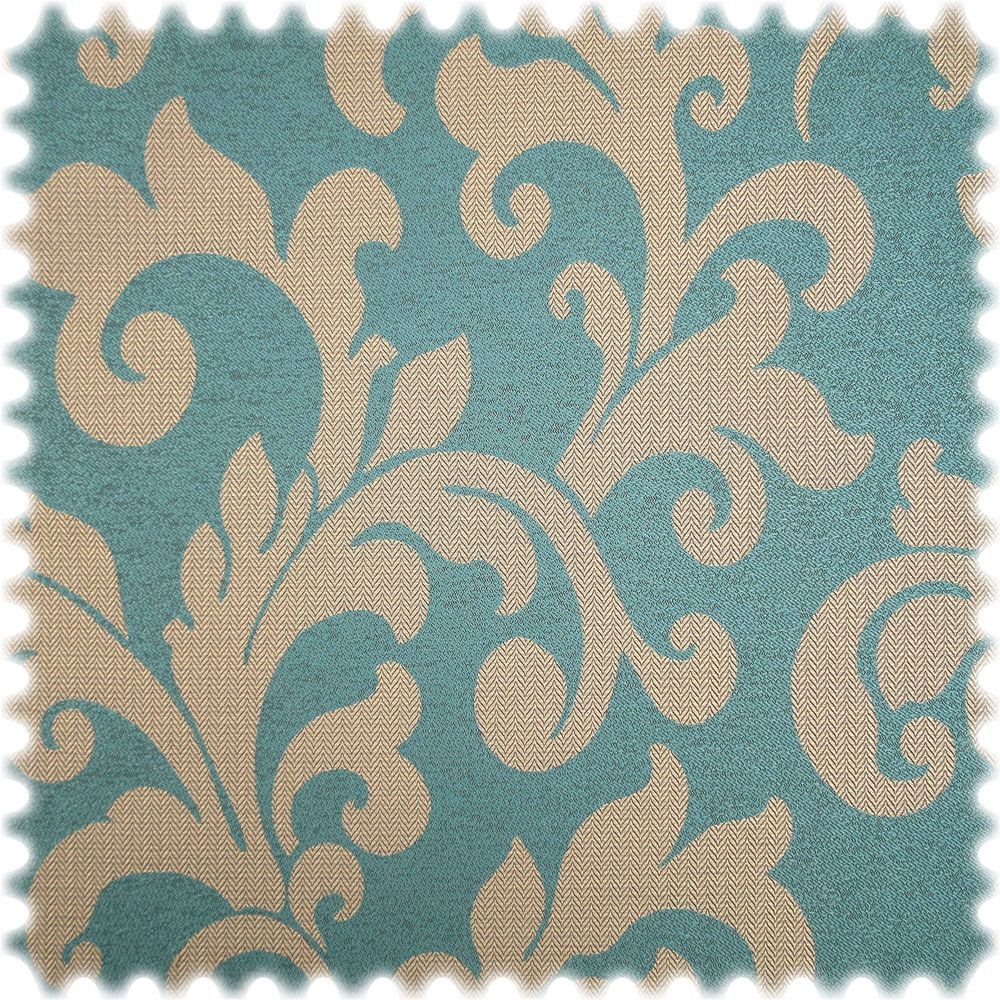 Heiro Stoff AKTION Jacquard Ornament Möbelstoff Hixon Türkis B1, Polsterstoff Meterware - Breite:140 cm