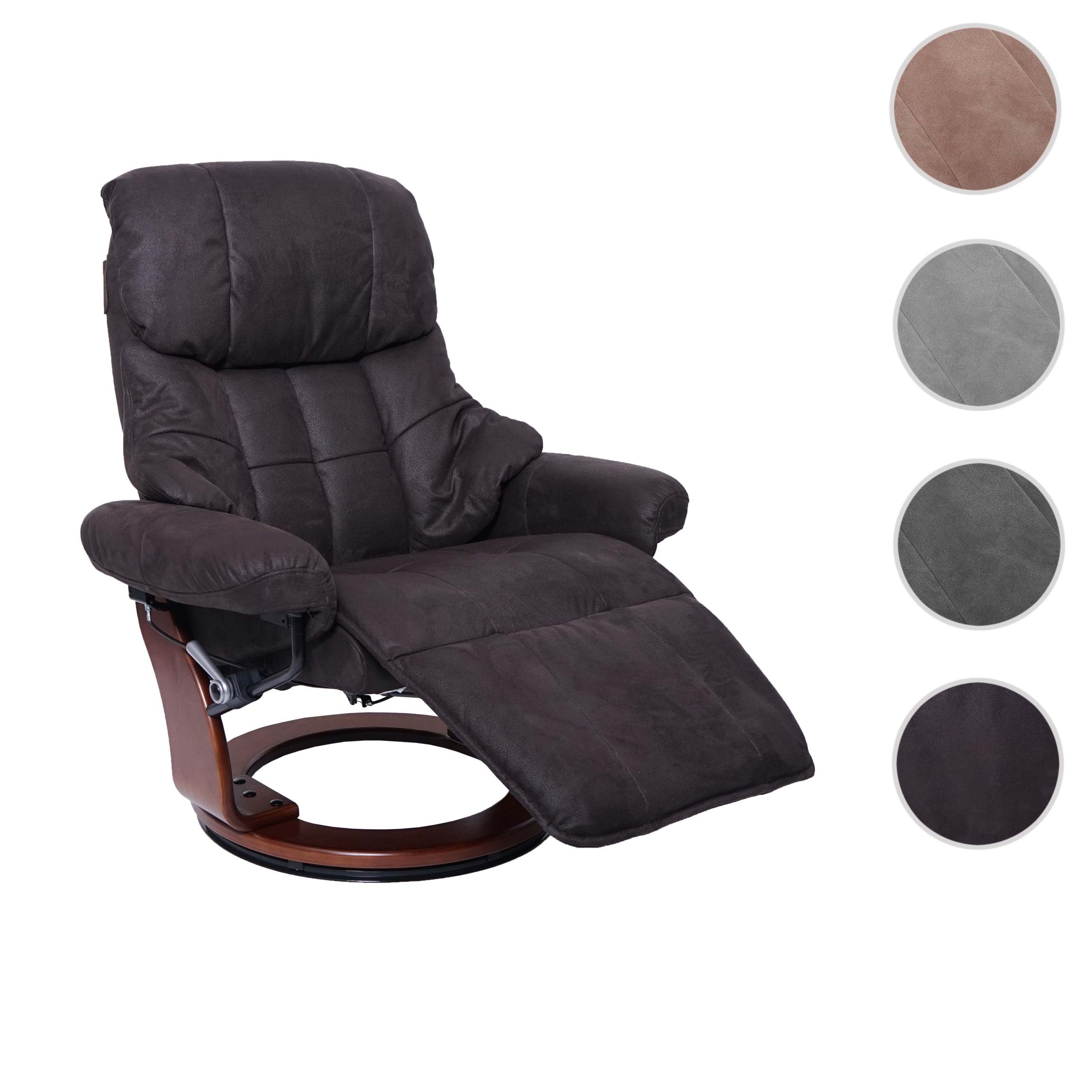 2-S, extradicke Polsterung Windsor braun-schwarz, verstellbar, separat und furniture Rückenlehne Relaxsessel Walnuss-Optik MCA Fußstütze
