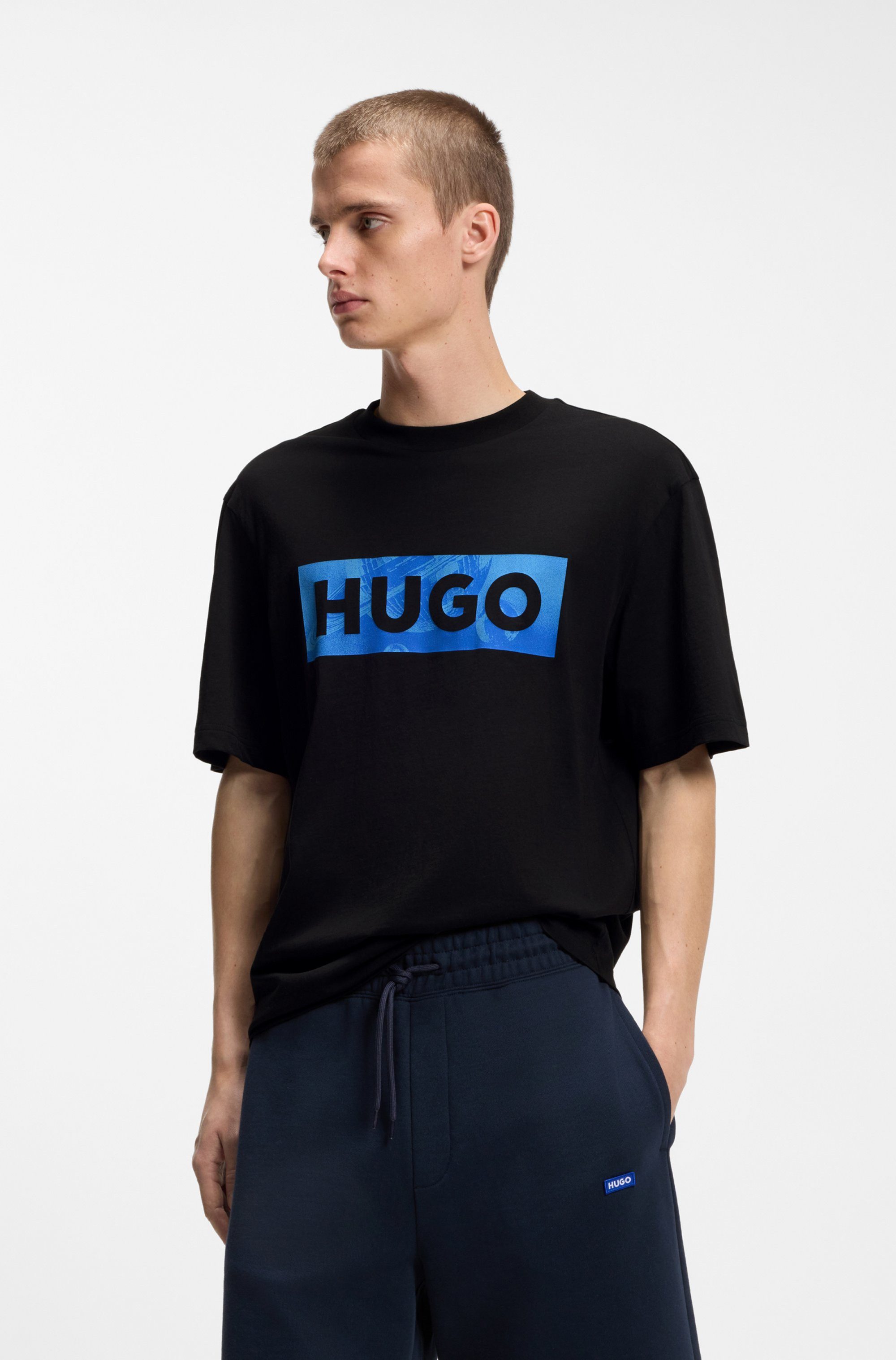 HUGO Blue T-Shirt Regula Fit, Rundhalsausschnitt, Logoprint, reine Baumwoll günstig online kaufen
