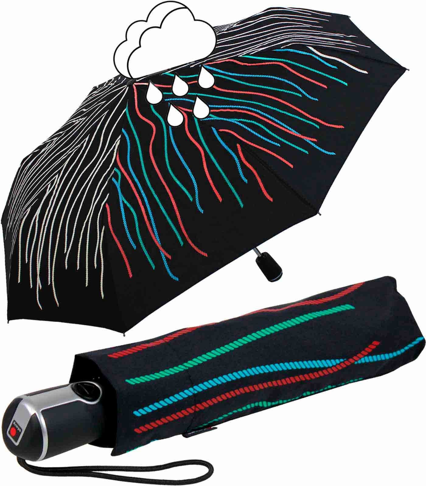 Knirps® Langregenschirm Large Duomatic mit Farbwechsel - Wet Print Rope, bei Nässe färben sich die weißen Fäden bunt schwarz