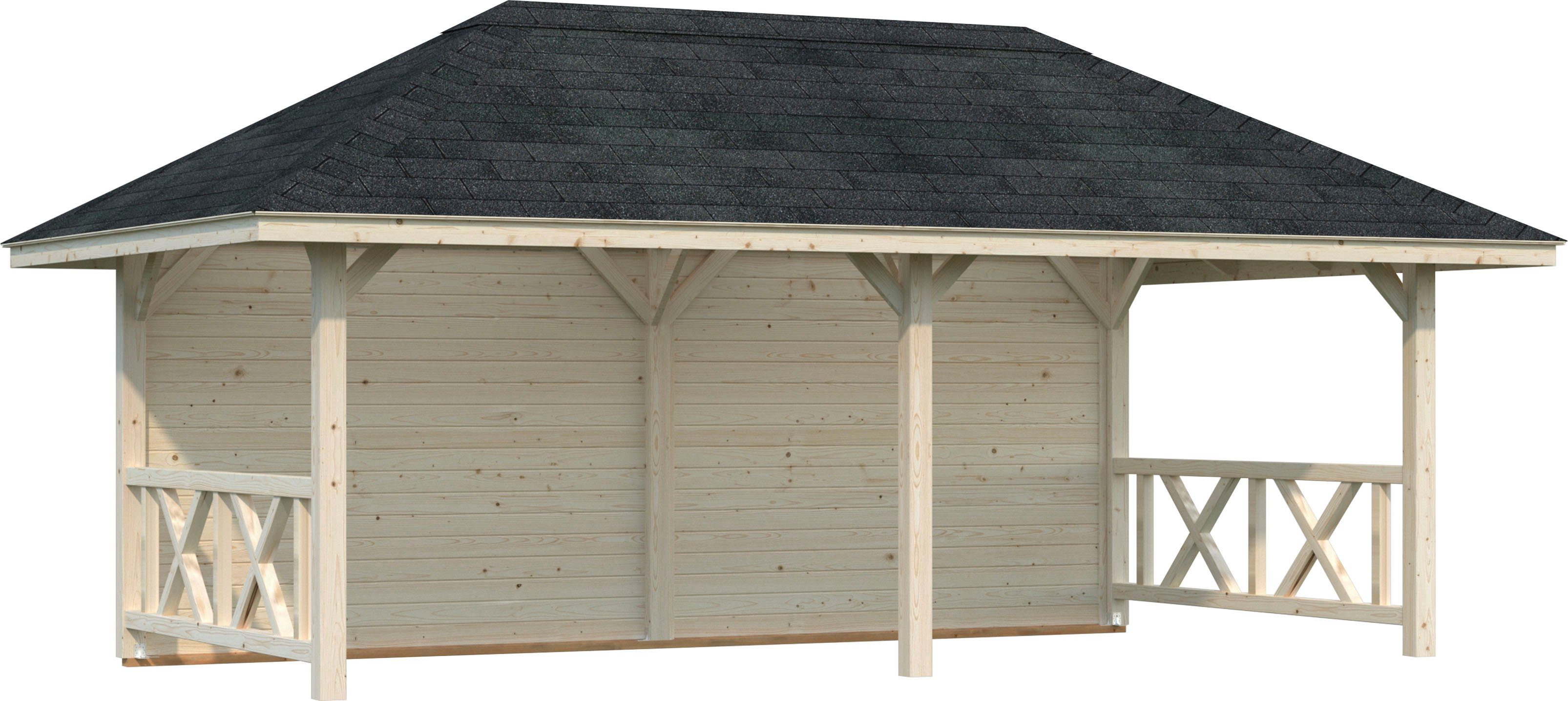 Palmako Holzpavillon Bianca 16,6 m² Set 2, mit 4 Seitenteilen, BxTxH: 588x300x323 cm