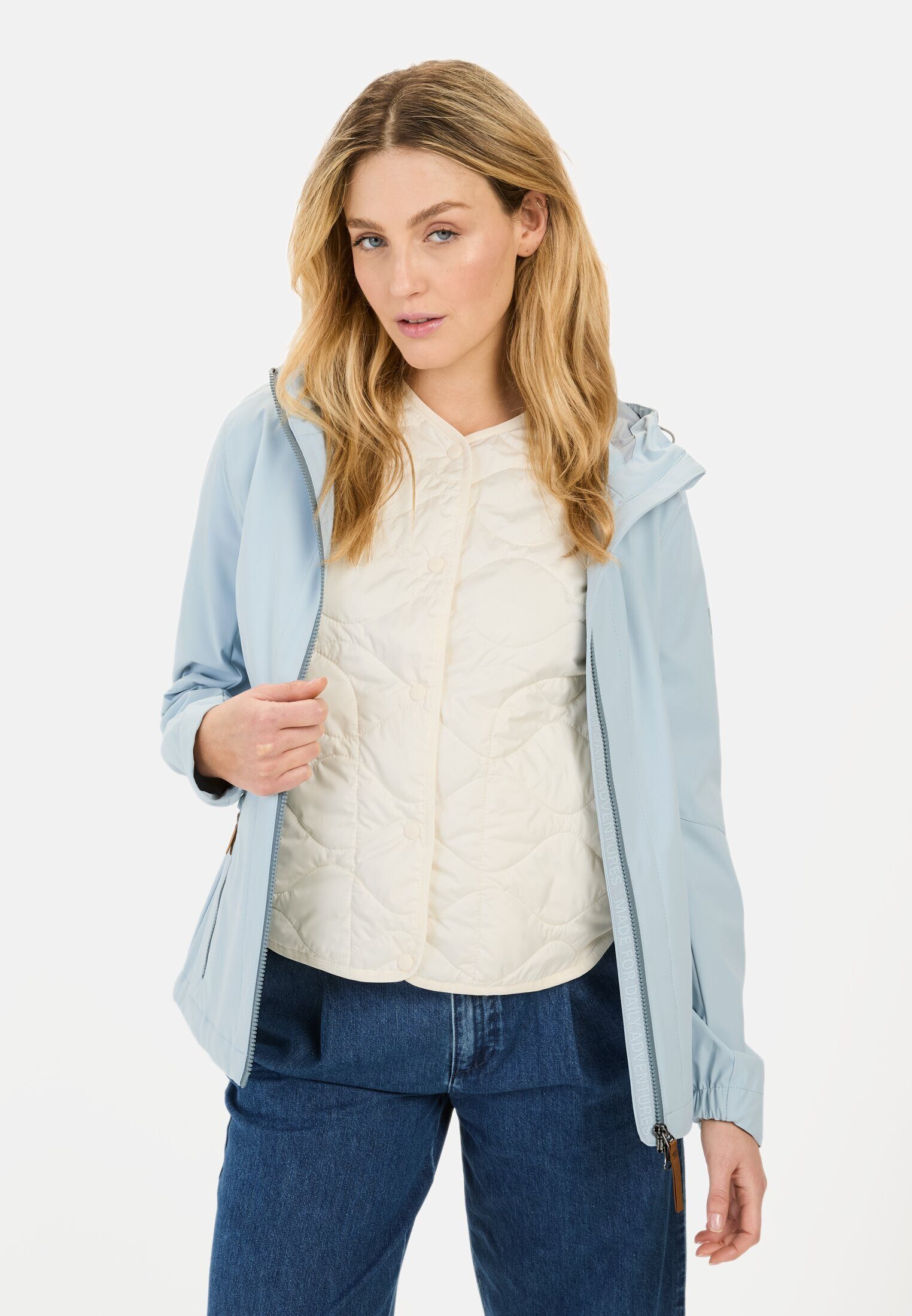 camel active Softshelljacke aus recyceltem Polyester Langarm Kapuze Kontras günstig online kaufen