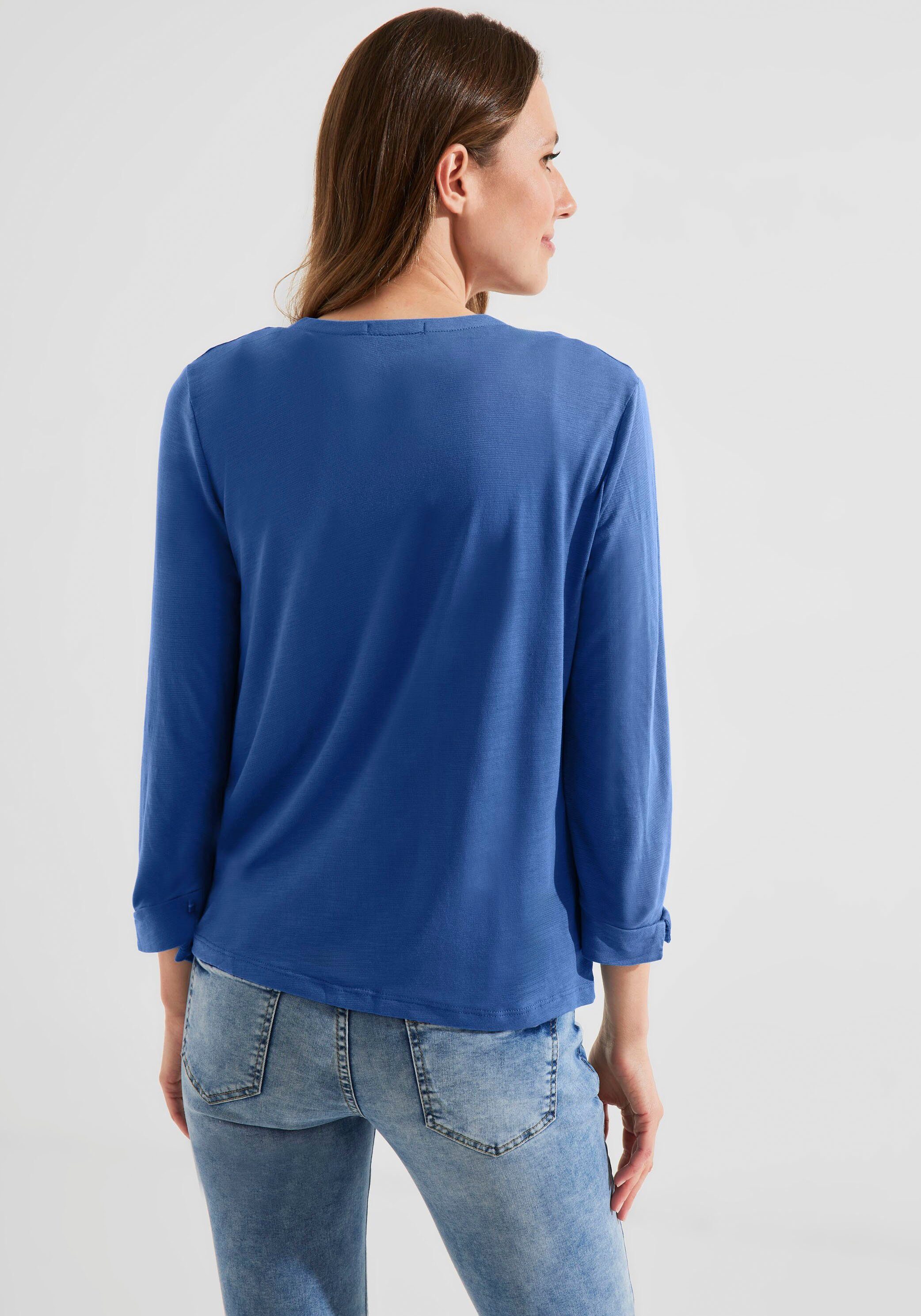 sea Schnitt hüftlangen Langarmshirt blue im Cecil