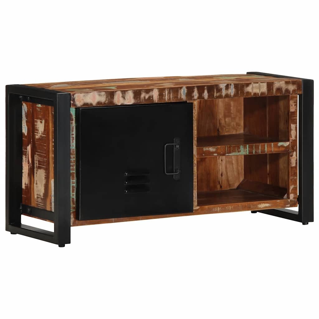 furnicato TV-Schrank Massivholz 80 x 30 x 40 cm Schwarz-Braun (1-St) Lowboard mit Metallgriffen und Stauraum für dein Wohnzimmer