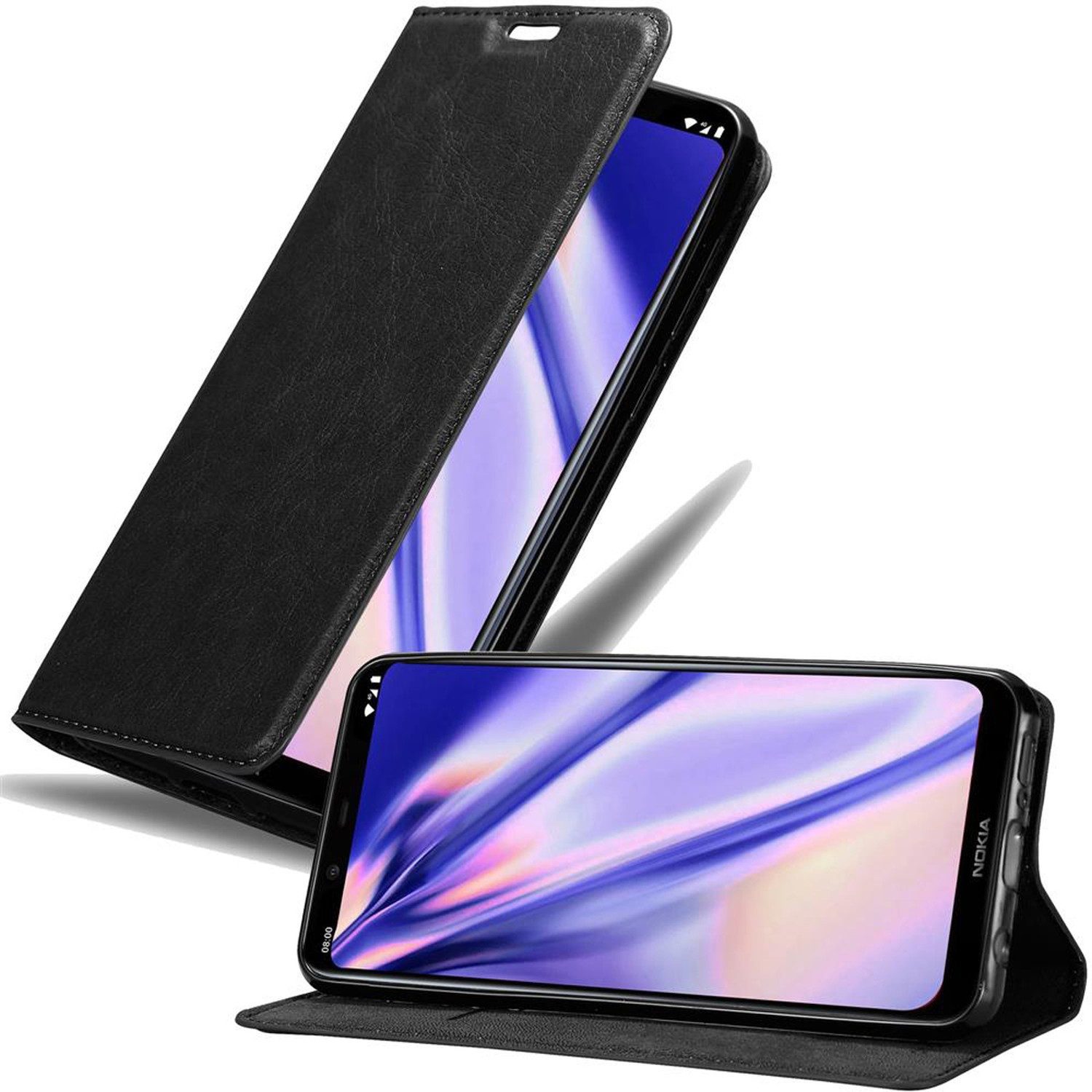 Cadorabo Handyhülle für Nokia 8.1 Hülle Nokia 8.1, Hülle Schutzhülle mit Standfunktion, Magnetverschluss und Kartenfach