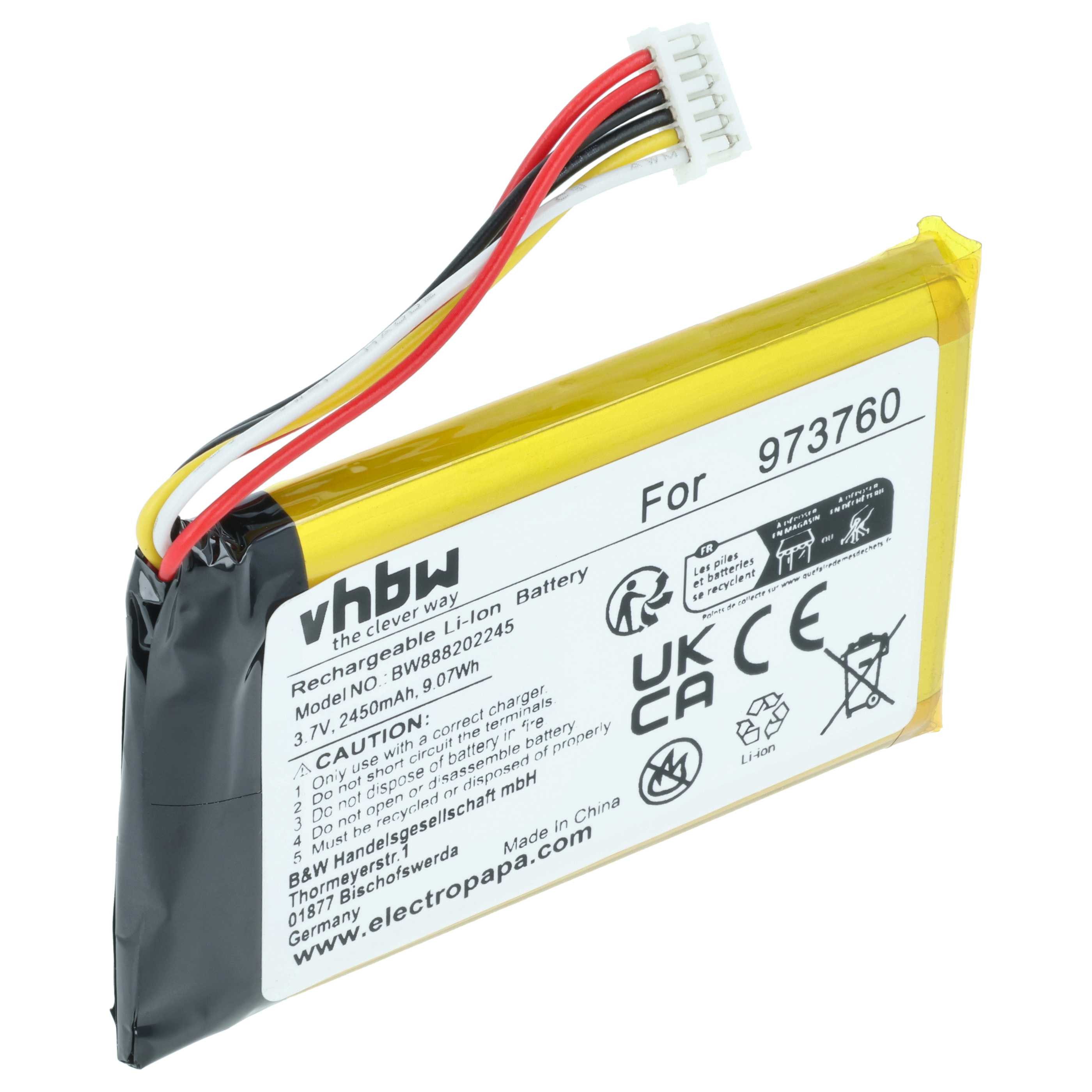vhbw Akku passend für DJI Mavic Pro Controller, Pro Platinum, Pro Remote Drohnen-Akku Akku Li-Polymer 2450 mAh (3,7 V, 1 St), Leistungsfähiger Austausch-Akku für den Controller Ihrer Drohne