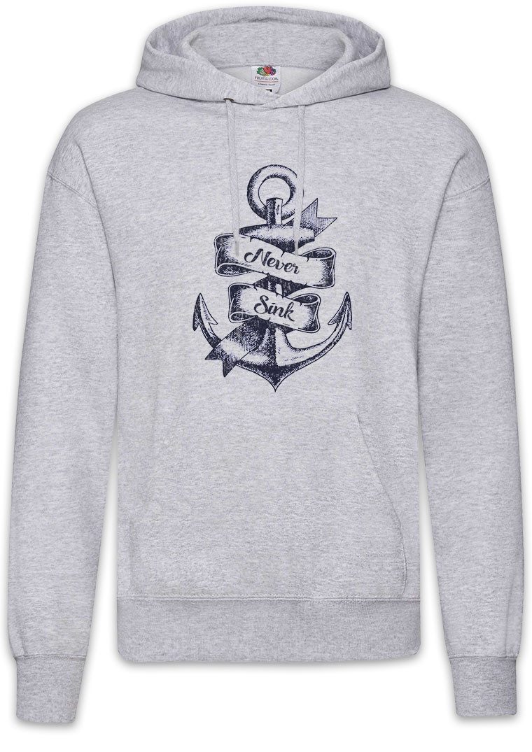 Hoodie Anchor IV Never Sink Herren Hoodie Sailor Anker Tattoo Oldschool Jerry