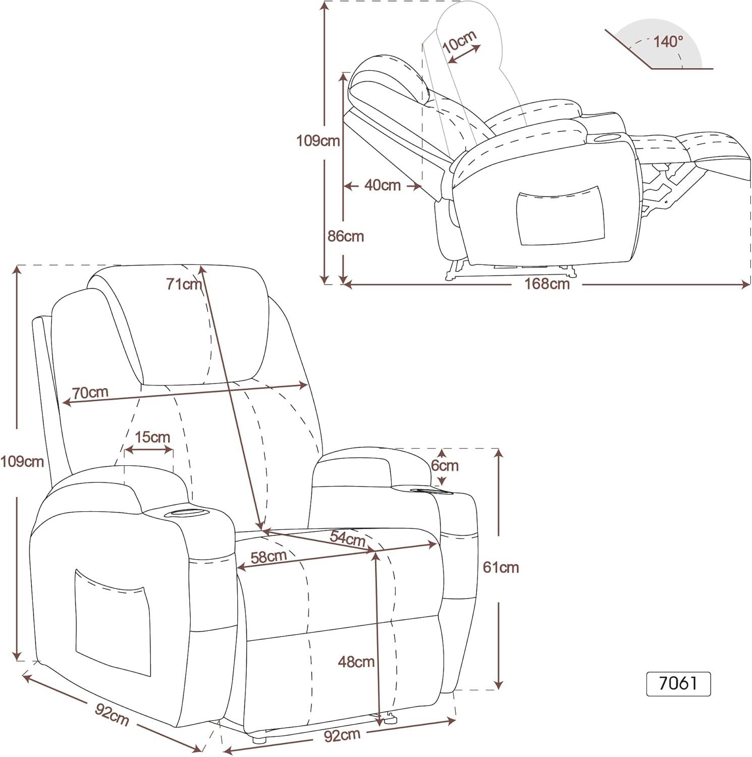 MCombo Relaxsessel MCombo Elektrisch Relaxsessel Massagesessel Fernsehsessel 7061 (M MCombo Elektrisch Relaxsessel Massagesessel), mit Relaxfunktion