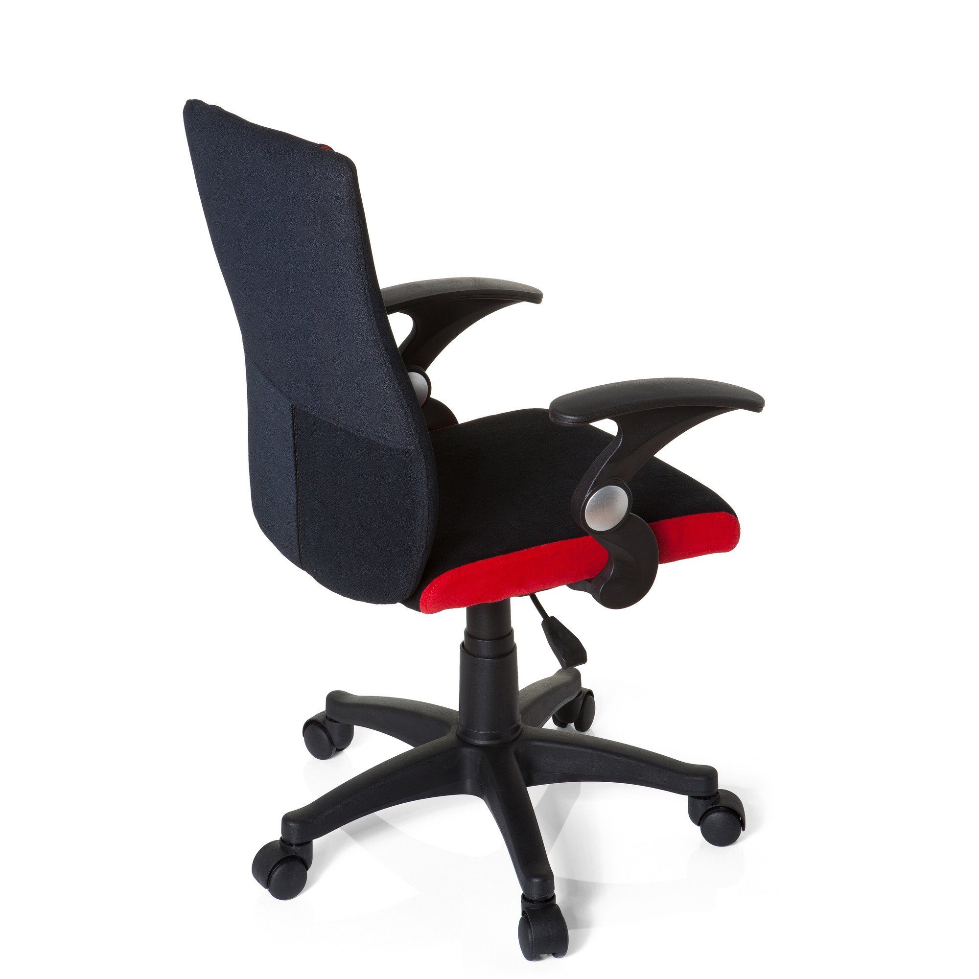 hjh Schwarz/Rot Kinderdrehstuhl (1 KIDDY mitwachsend, Armlehnen OFFICE mit PRO Stoff St), AL Drehstuhl ergonomisch