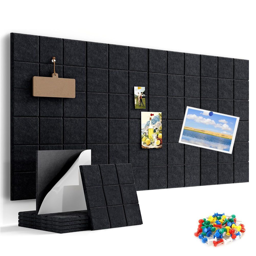 AFKSMILE Pinnwand 12 Stück Filz Pinnwand Selbstklebend, 30x30cm Dekorative Filzboard
