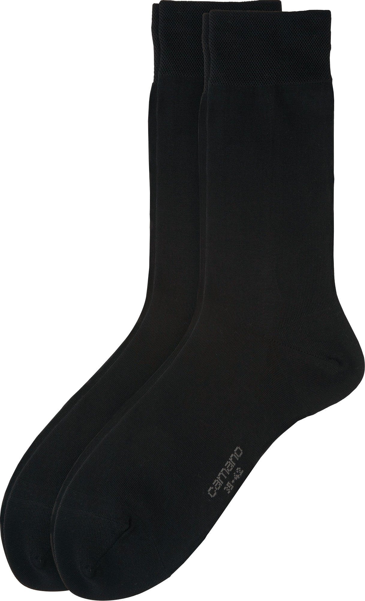 Camano Socken Herren Business-Socken 2 schwarz Uni Paar