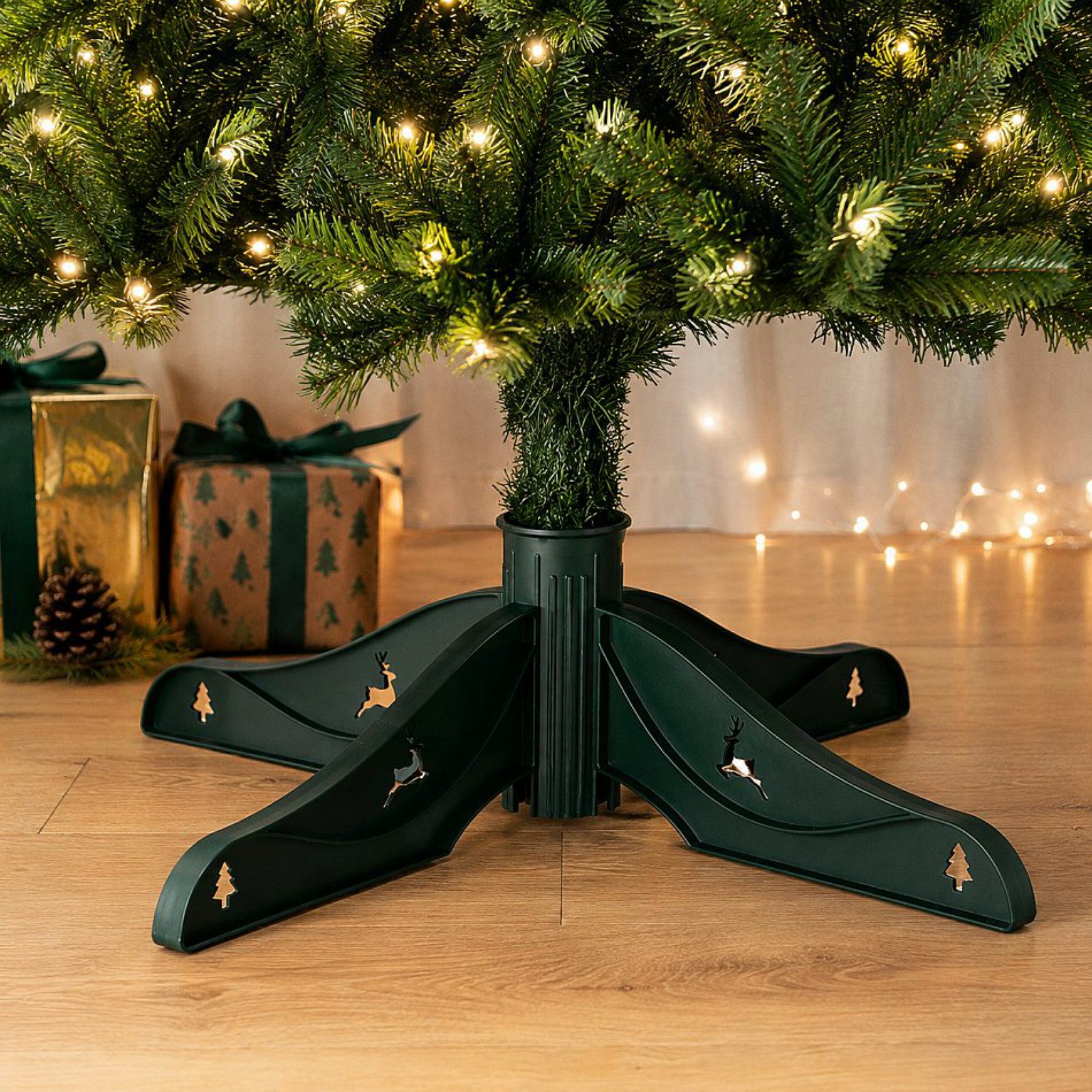 Koopman Christbaumständer Weihnachtsbaumständer Tannenbaumständer 19/22/32mm (Stück, 1-tlg., Packung), 3 Adapter, bis ca. 240cm, Kunststoff