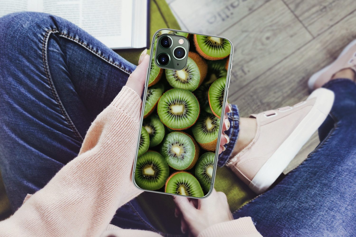 MuchoWow Handyhülle für Apple iPhone 11 Pro Kiwi - Obst - Grün, Smartphone-Bumper, Print, Handy Schutzhülle Dünn