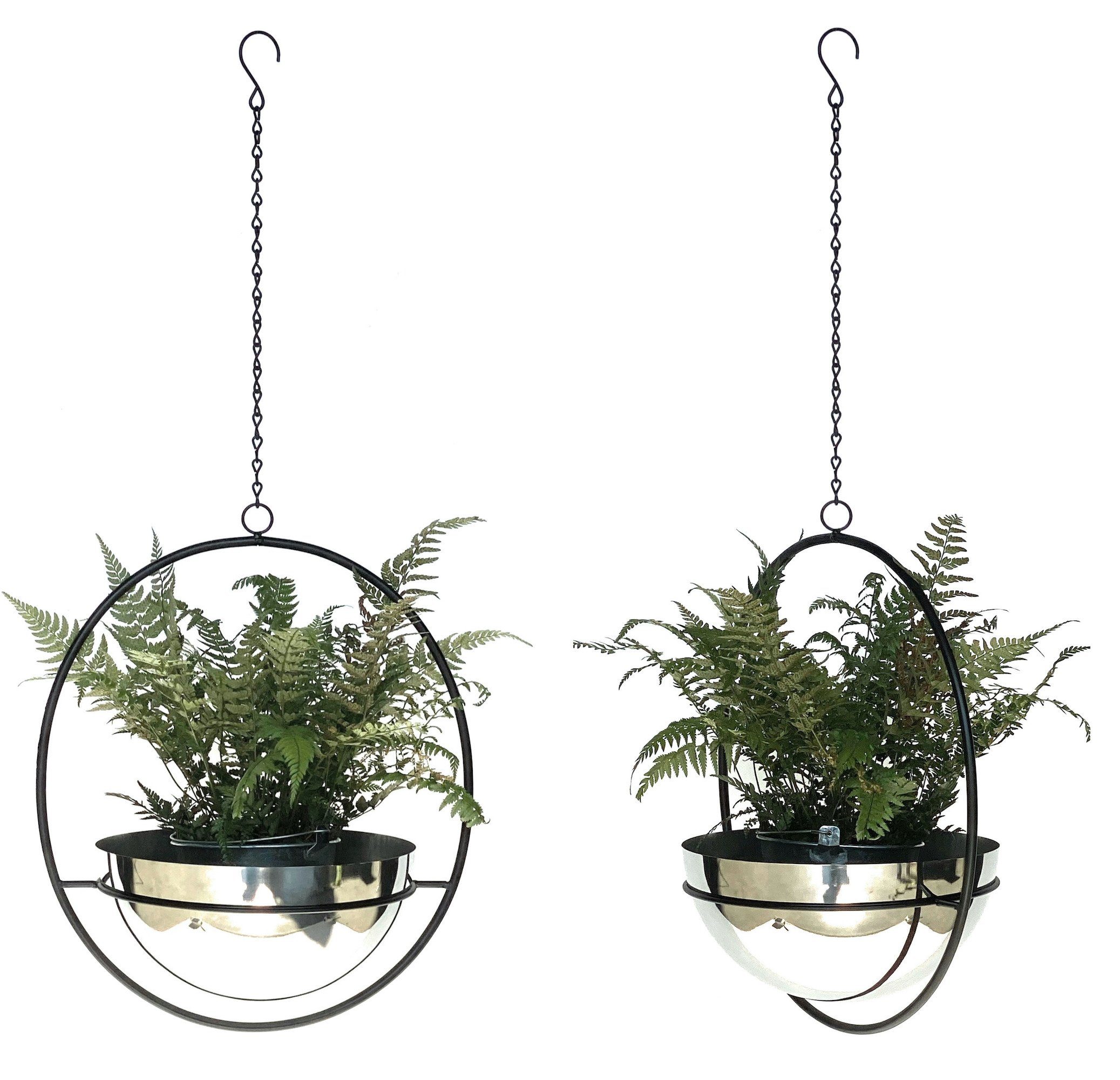 DanDiBo Blumenampel 2er Set Blumenhänger Innen Metall Wand Hängepflanzen 78 cm 96087 L mit Topf Silber Pflanzenhänger Topfhänger Blumen Blumentopfhänger Hängetopf (4 St), Dekoset