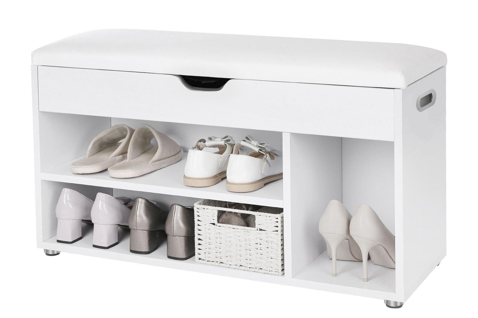 VASAGLE Schuhbank »Sitzbank«, 3 offene Fächer, mit Stauraum, 80 x 30 x