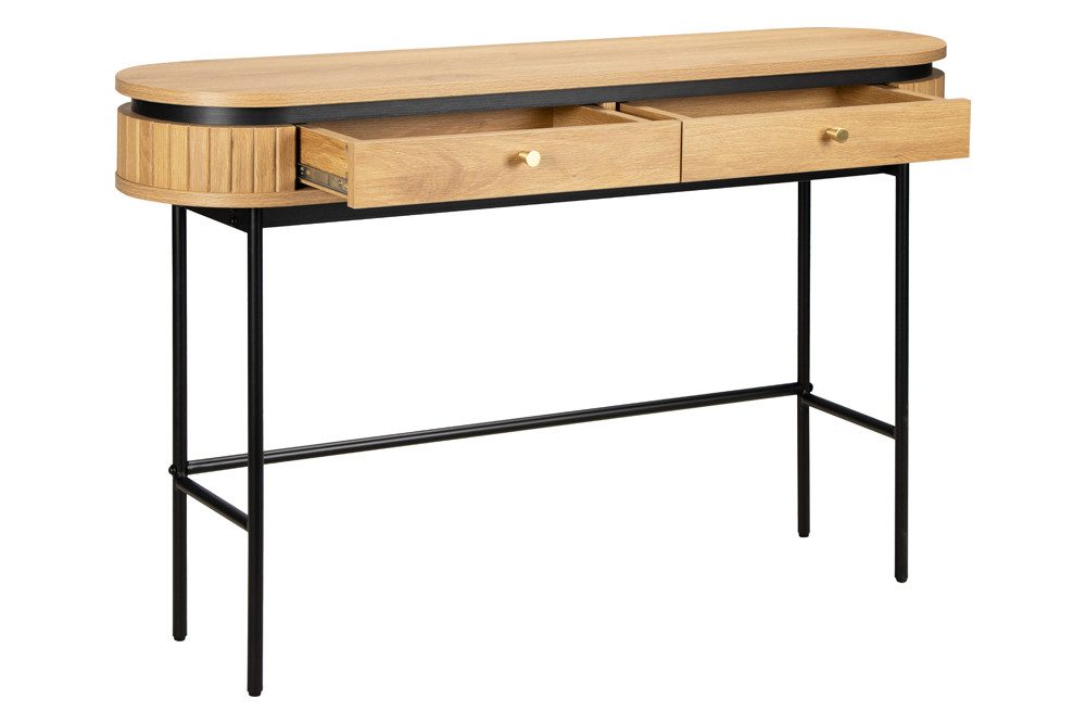 riess-ambiente Konsolentisch ATELIER 120cm natur / schwarz - Eiche, furniert, Metall, mit Schublade (Einzelartikel, 1-St), Schreibtisch - ideal für Wohn-, Arbeitszimmer, Flur & Eingangsbereich