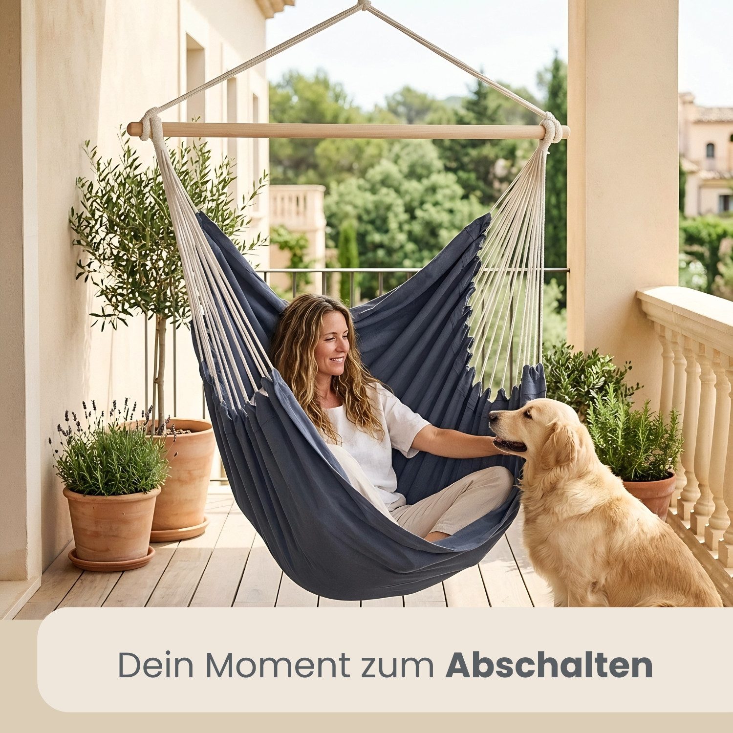 AMANKA Hängestuhl für 2 Personen: XXL Outdoor Hängesessel bis 150 kg - Garten und Balkon, 185 x 130 cm Hängesitz für Kinder und Erwachsene - 360° Relaxsessel