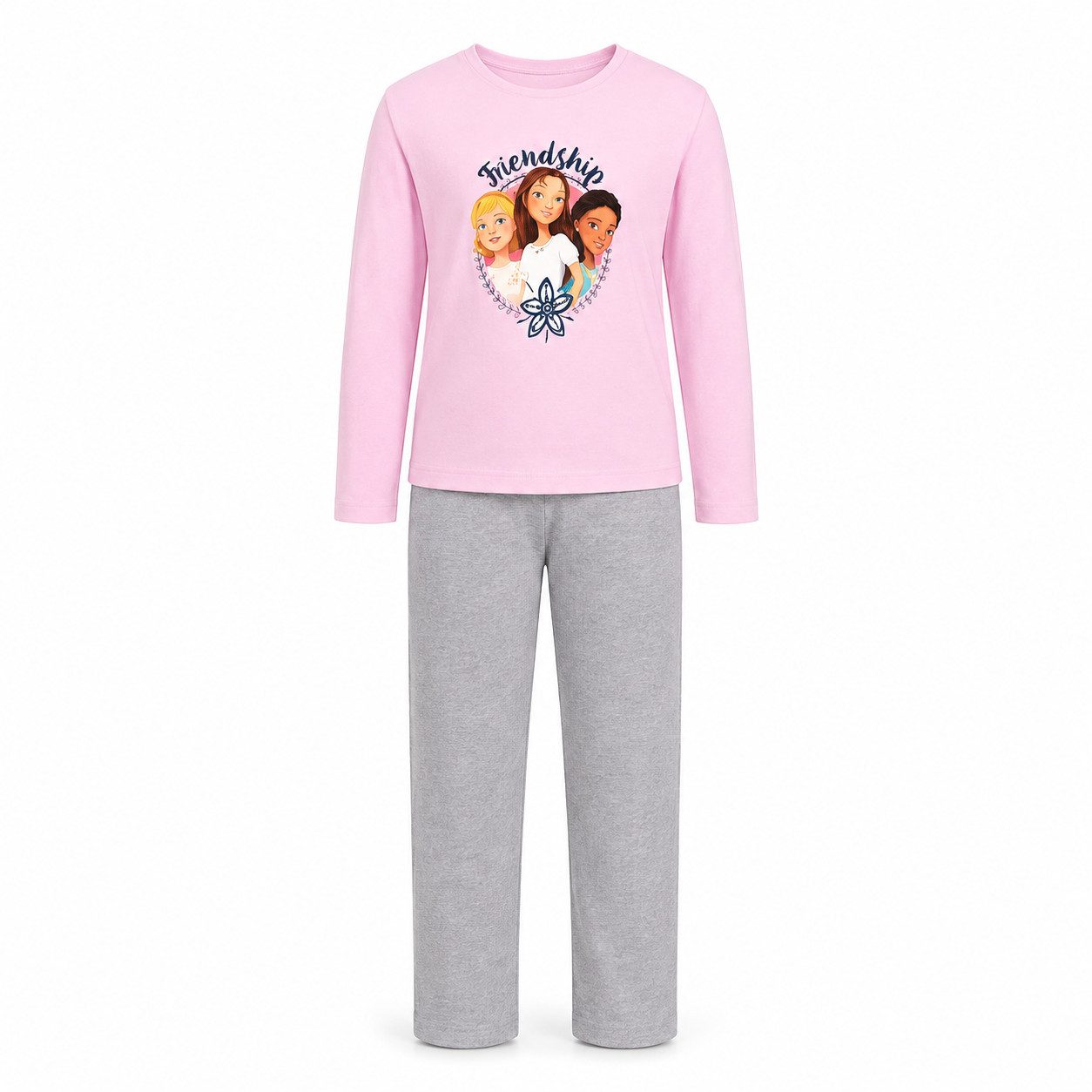 DreamWorks Schlafanzug Spirit Wild und Frei Mädchen Kinder Pyjama Schlafanzug Gr. 110-116, 100% Baumwolle