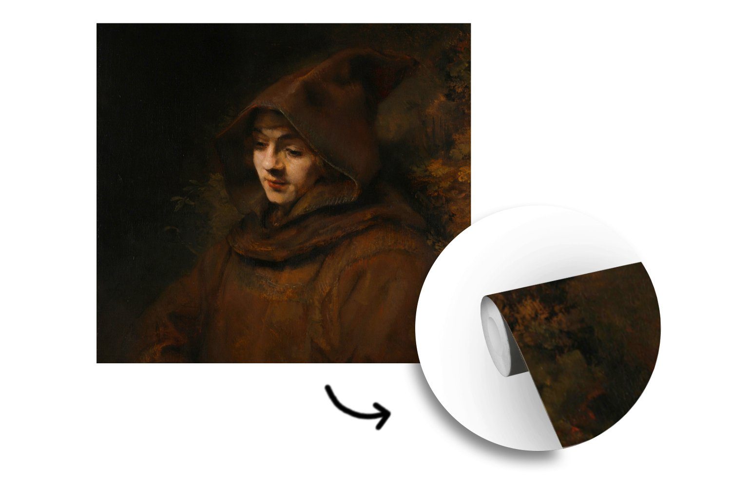 MuchoWow Fototapete Titus im Tapete Matt, Vinyl bedruckt, Habit Gemälde van von Wandtapete (5 Schlafzimmer, Rembrandt St), - Wohnzimmer Rijn, für oder