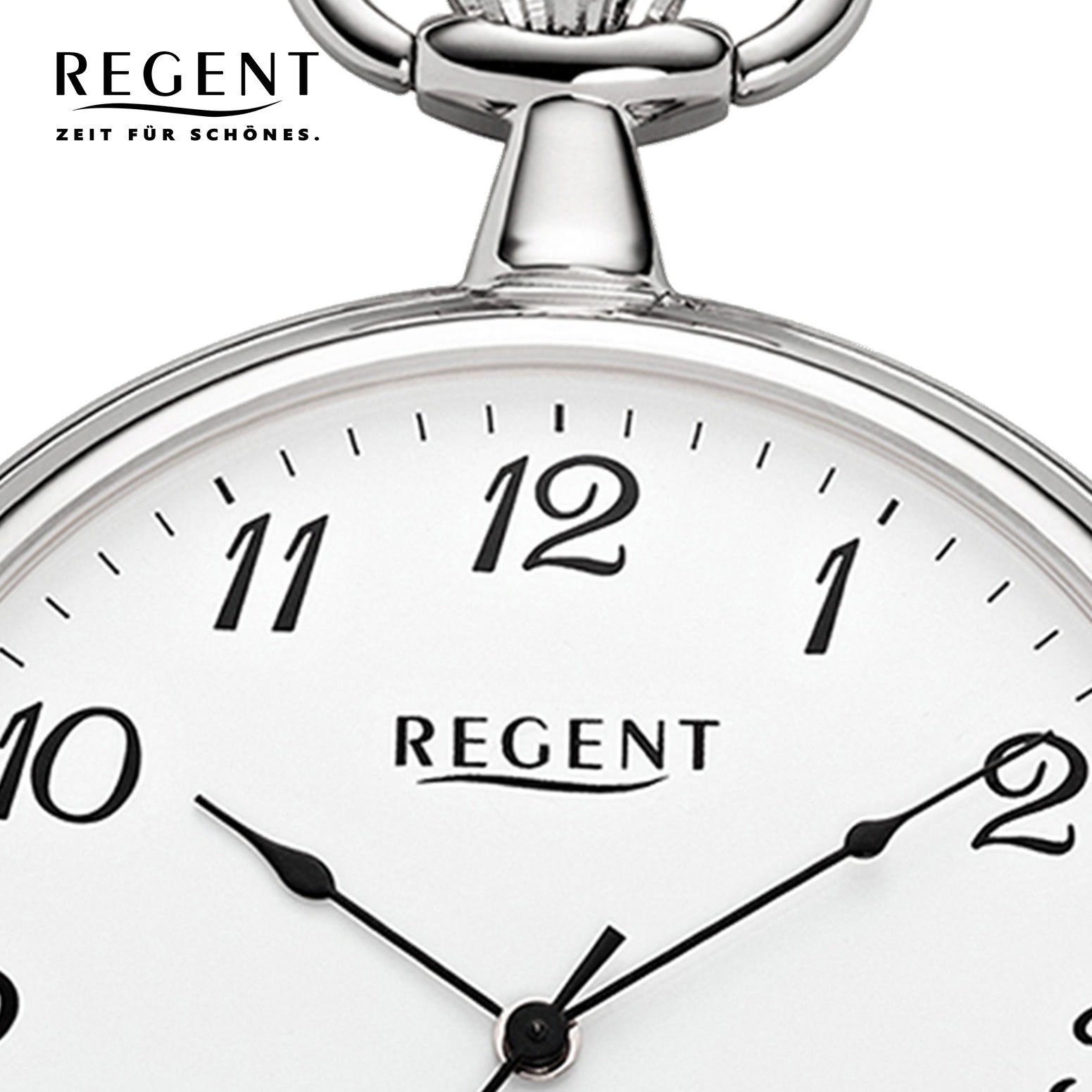 48mm), Herren extra verchromt Taschenuhr (Analoguhr), groß Taschenuhr Taschenuhr für Herren rund, Regent Metall (ca. Regent P-80, Damen