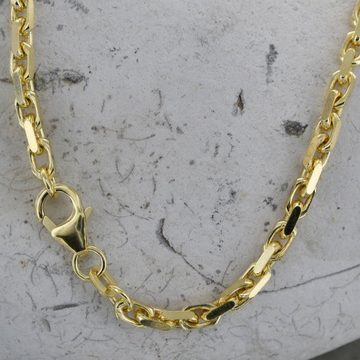 HOPLO Goldkette Ankerkette diamantiert Länge 45cm - Breite 3,0mm - 750-18 Karat Gold, Made in Germany