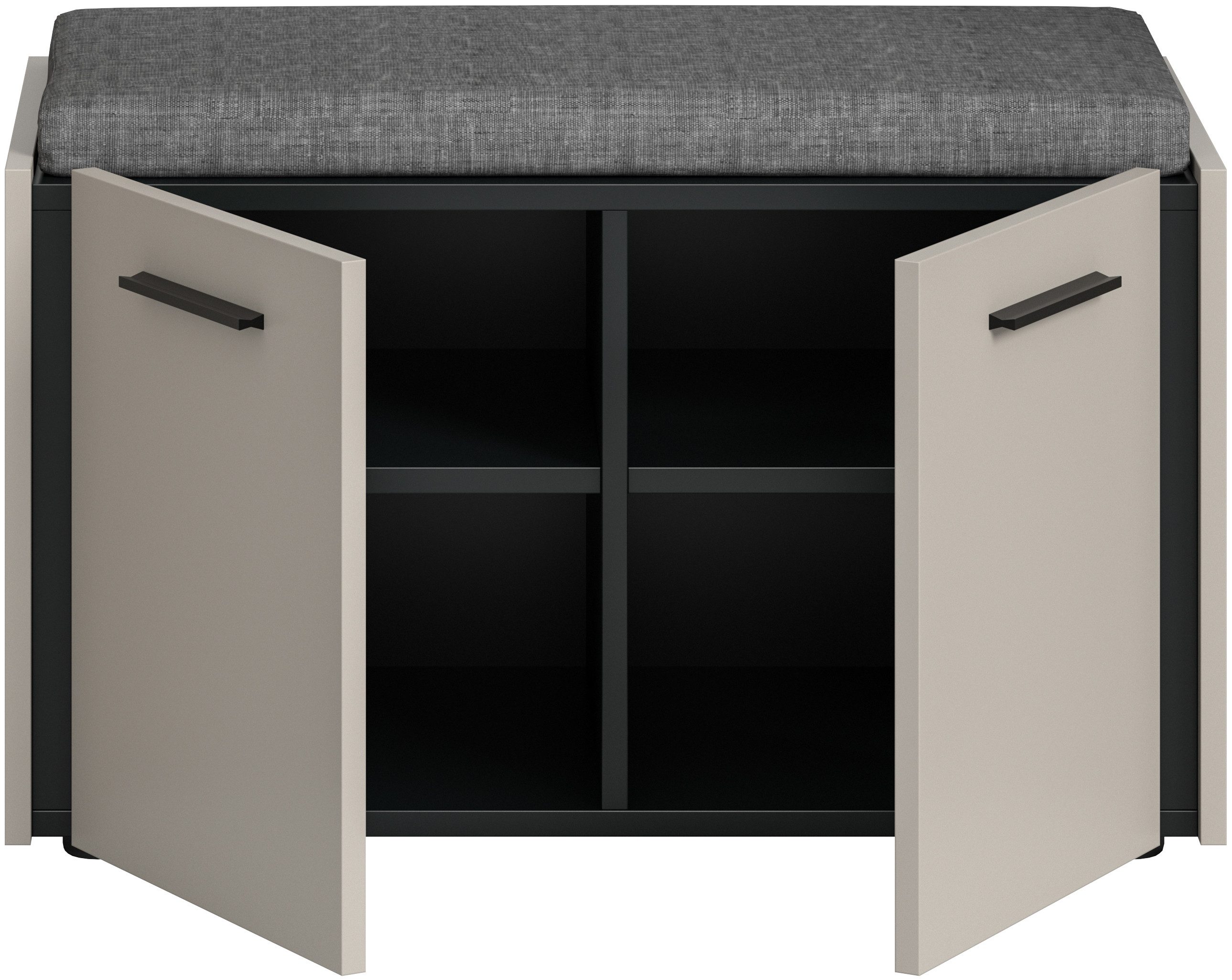 Home affaire Sitzbank RAK, Breite 75 cm, inkl. Sitzkissen, 2 Türen, 2 Einlegeböden, 4 Fächer (bietet Platz für ca. 12 Schuhe), Bank, Garderobenbank, Dielenbank, Flurbank, Kommode