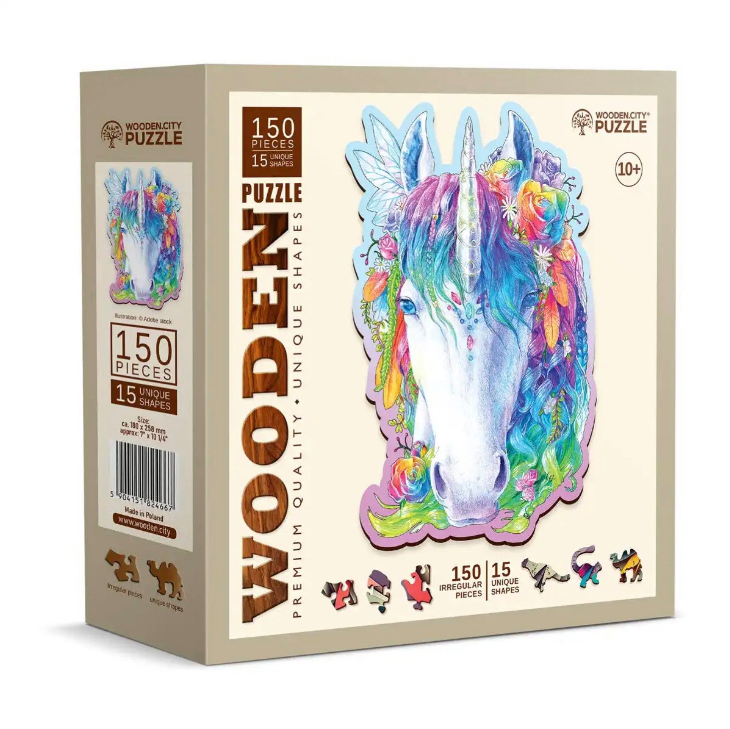 Wooden City Puzzle Holzpuzzle Stylisches Einhorn 150 Puzzleteile Geschenkid günstig online kaufen