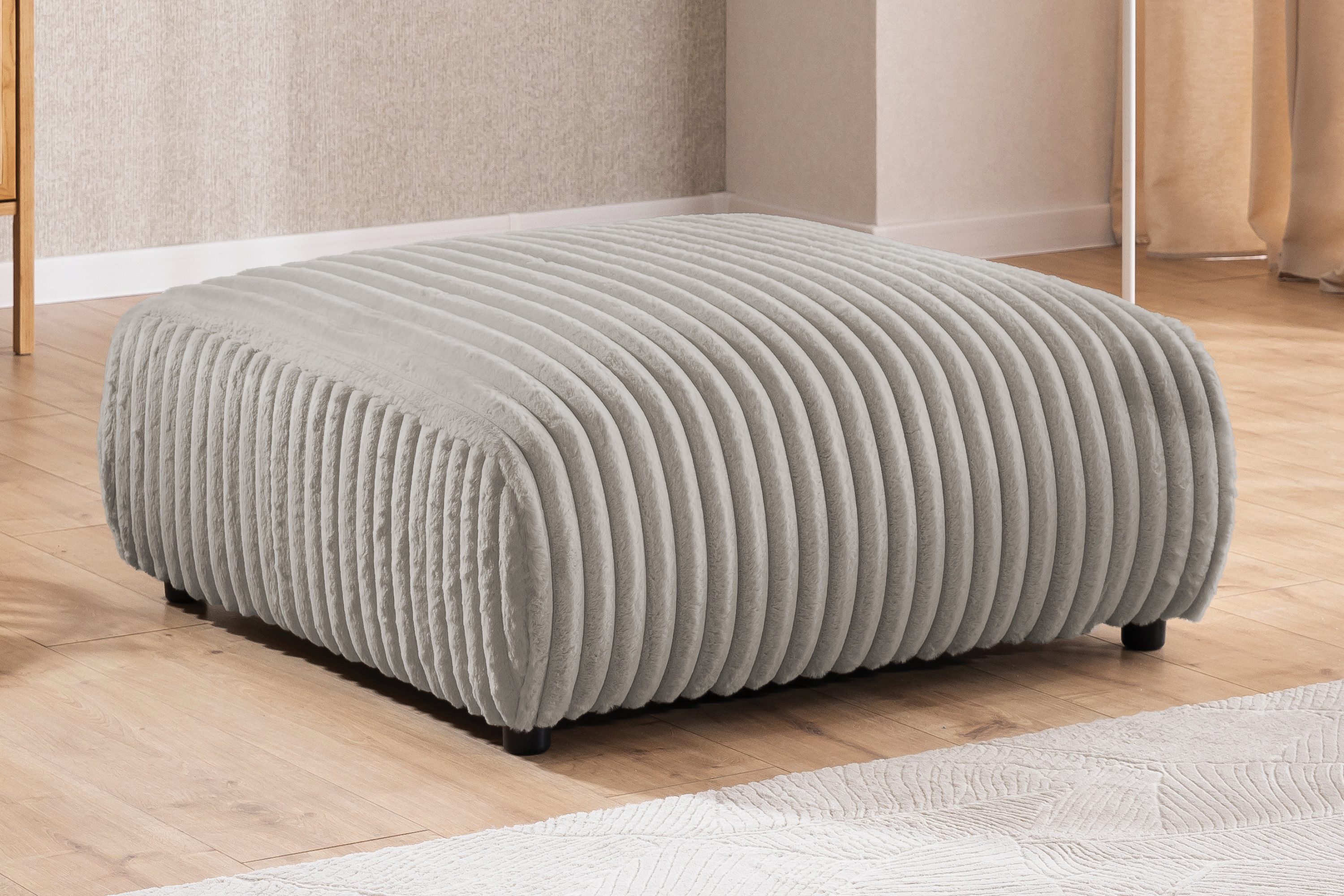 S-Style Möbel Polsterhocker Mollis aus Plüschcord mit schöner Sitzkomfort, günstig online kaufen