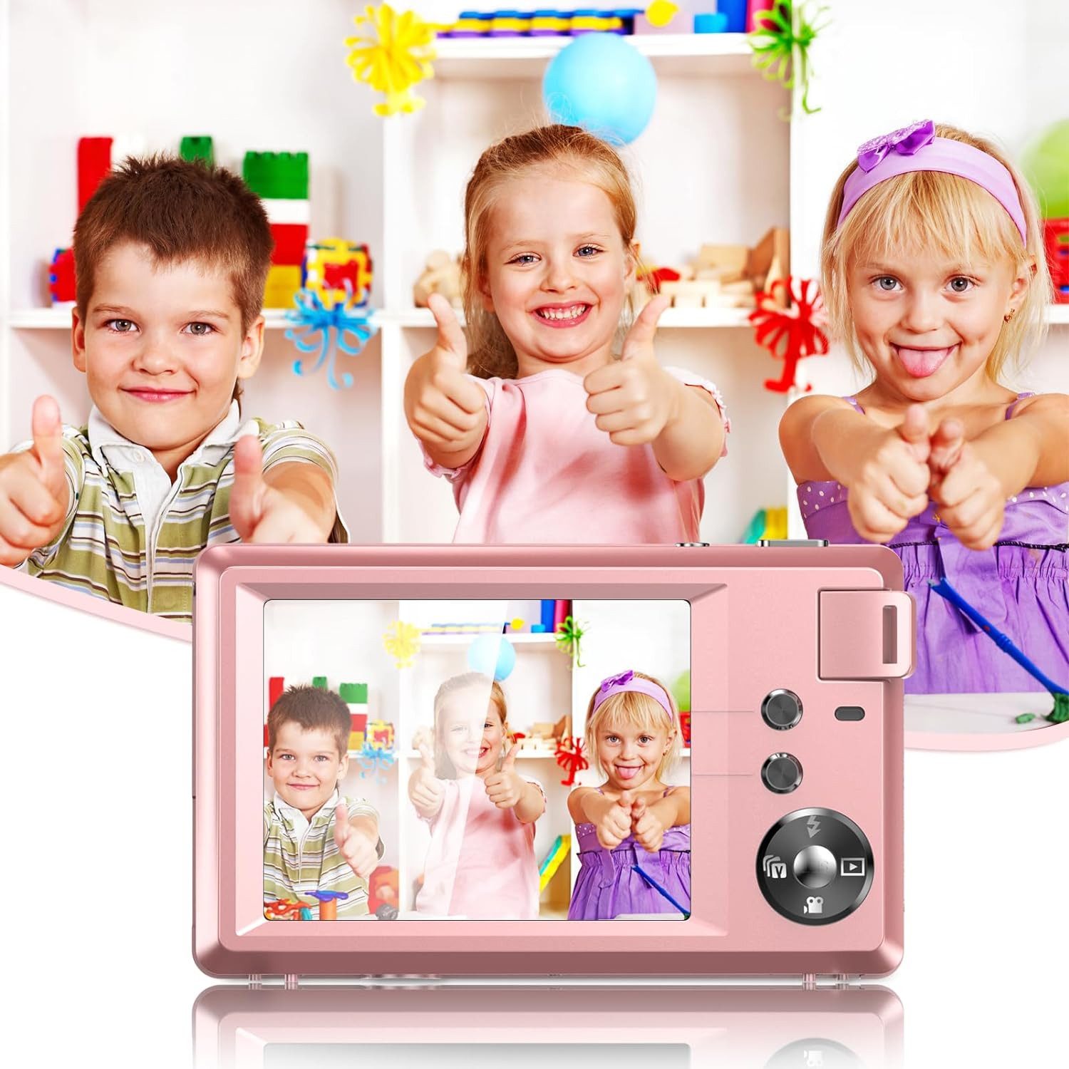 Fine Life Pro Kompaktkamera (48 MP, 16x Digitalzoom, Elektronischer Bildstabilisator, 4K HD 1080P Fotokam)