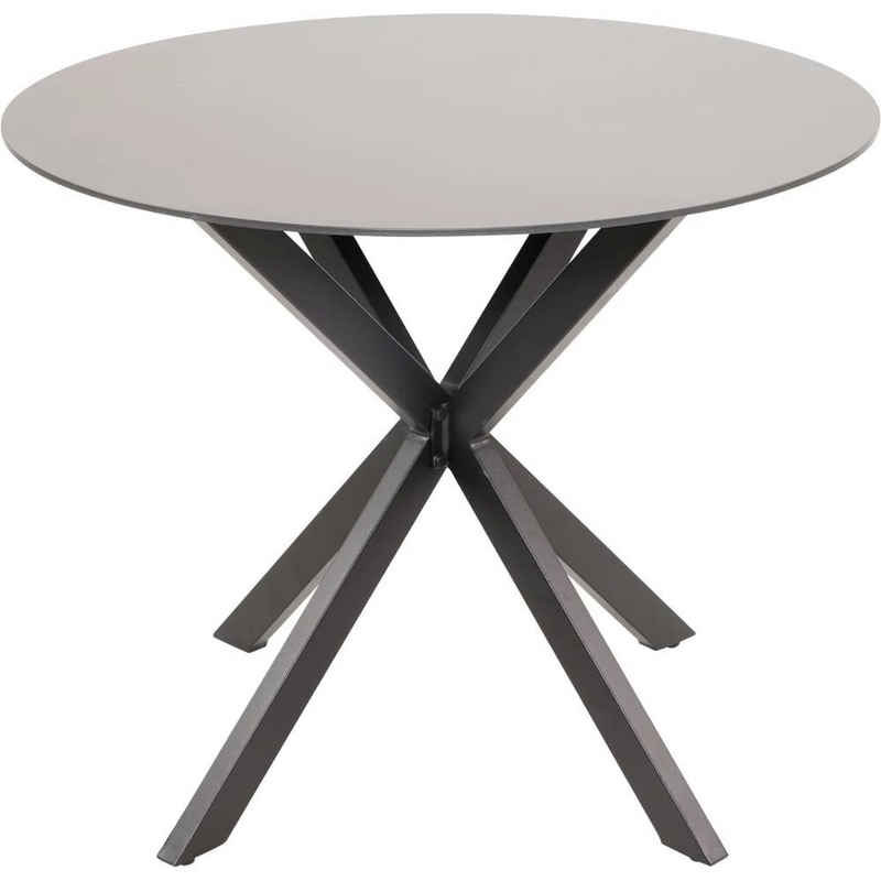 Lesli Living Gartentisch Tafel Kaffeetisch Tisch rund ø90x73 cm Aluminium Glas