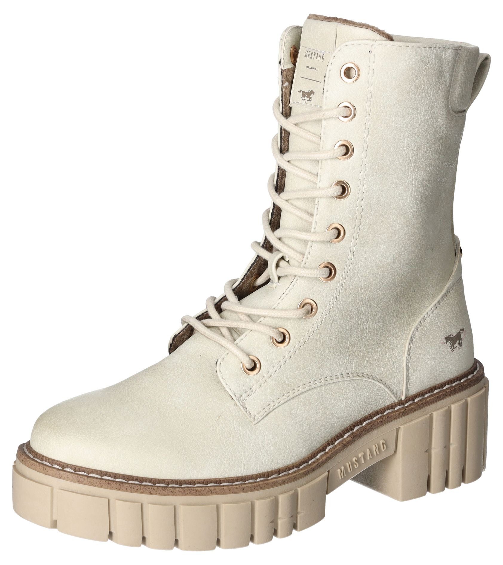 Mustang Shoes Schnürboots, Blockabsatz, Schnürstiefelette mit günstig online kaufen