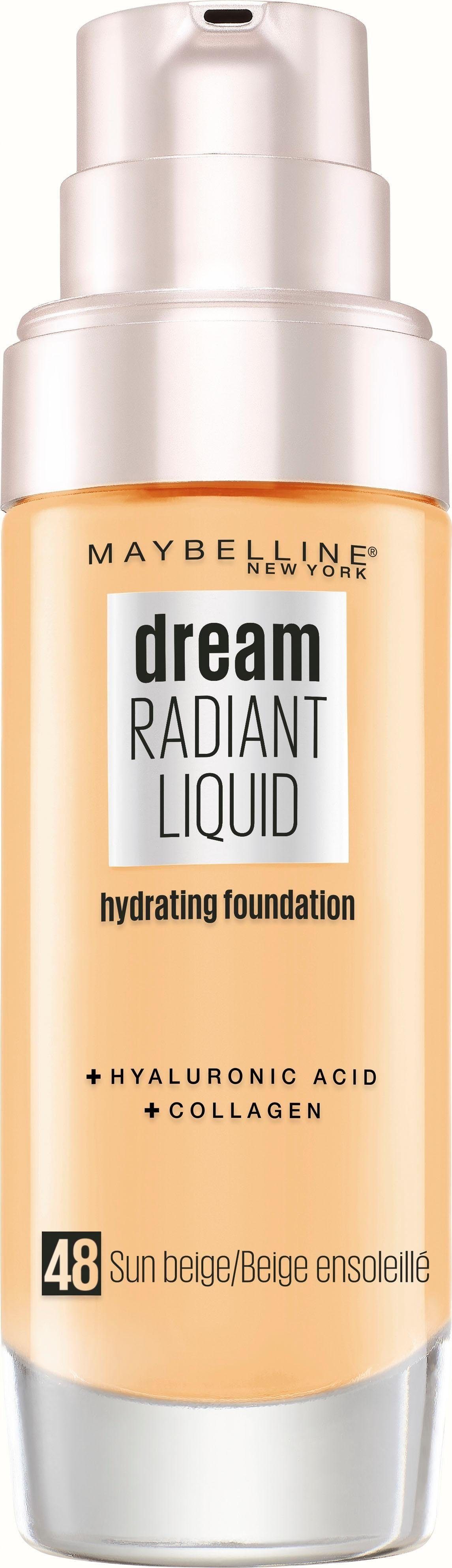 MAYBELLINE NEW YORK Foundation DREAM RADIANT LIQUID MAKE-UP, mittlere Deckkraft, strahlendes Finish, 12H Feuchtigkeitspower