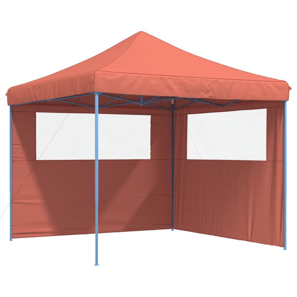 Pavillon Partyzelt Faltbar Pop-Up mit 2 Seitenteilen Terrakottarot Pavillon