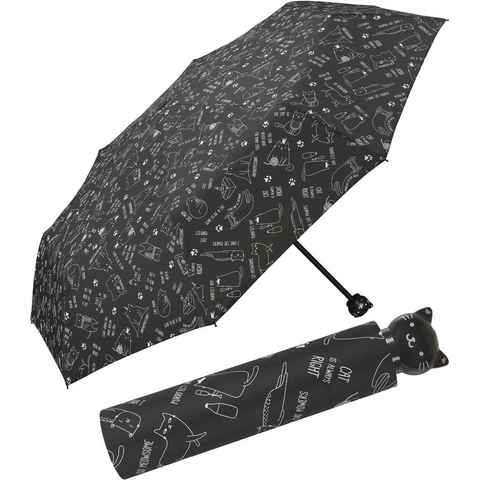 HAPPY RAIN Taschenregenschirm Damen Taschenschirm Handöffner Cats, Katzengriff