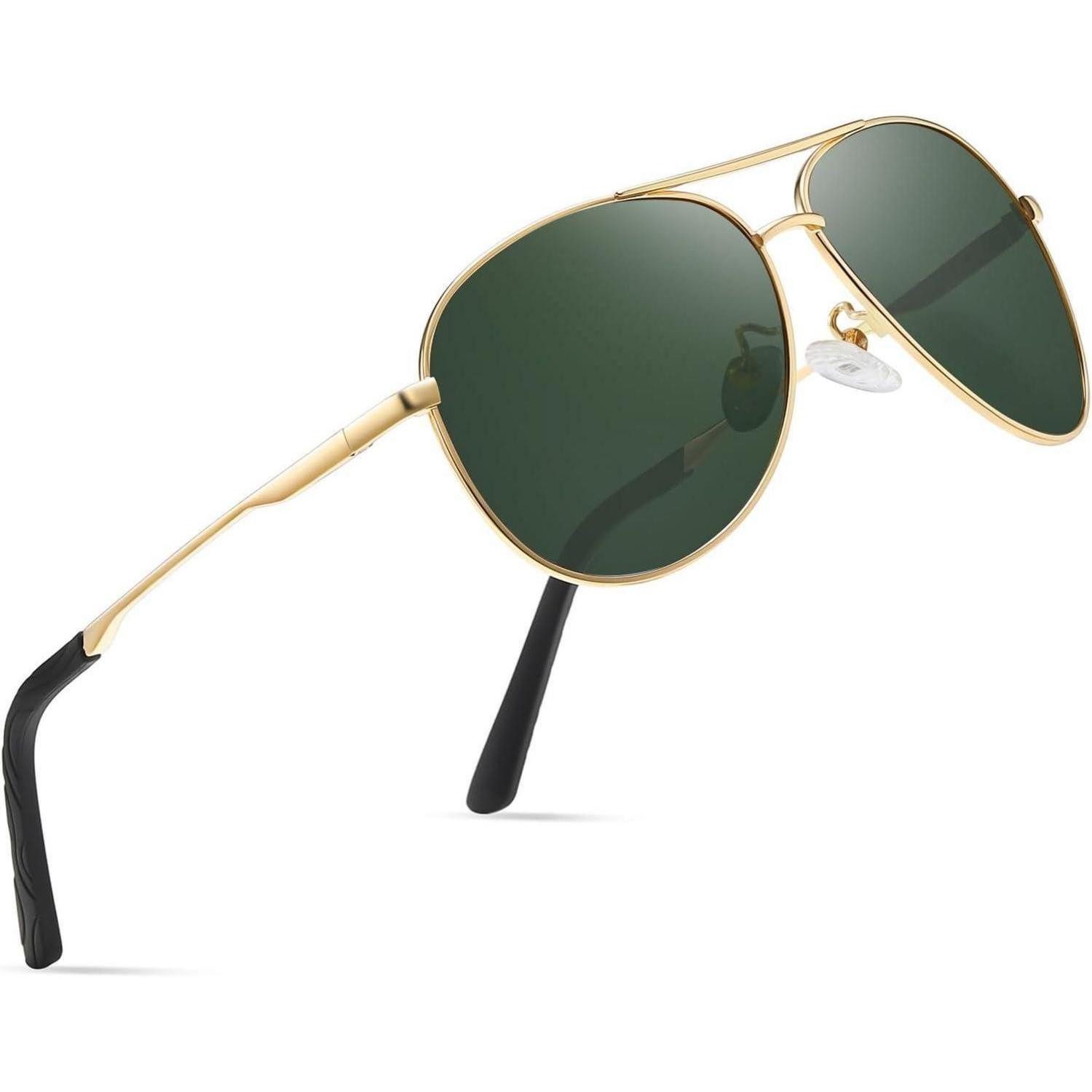 LuxusKollektion Retrosonnenbrille Sonnenbrille Herren Damen Polarisiert C1--goldenes Gestell Dunkelgrün