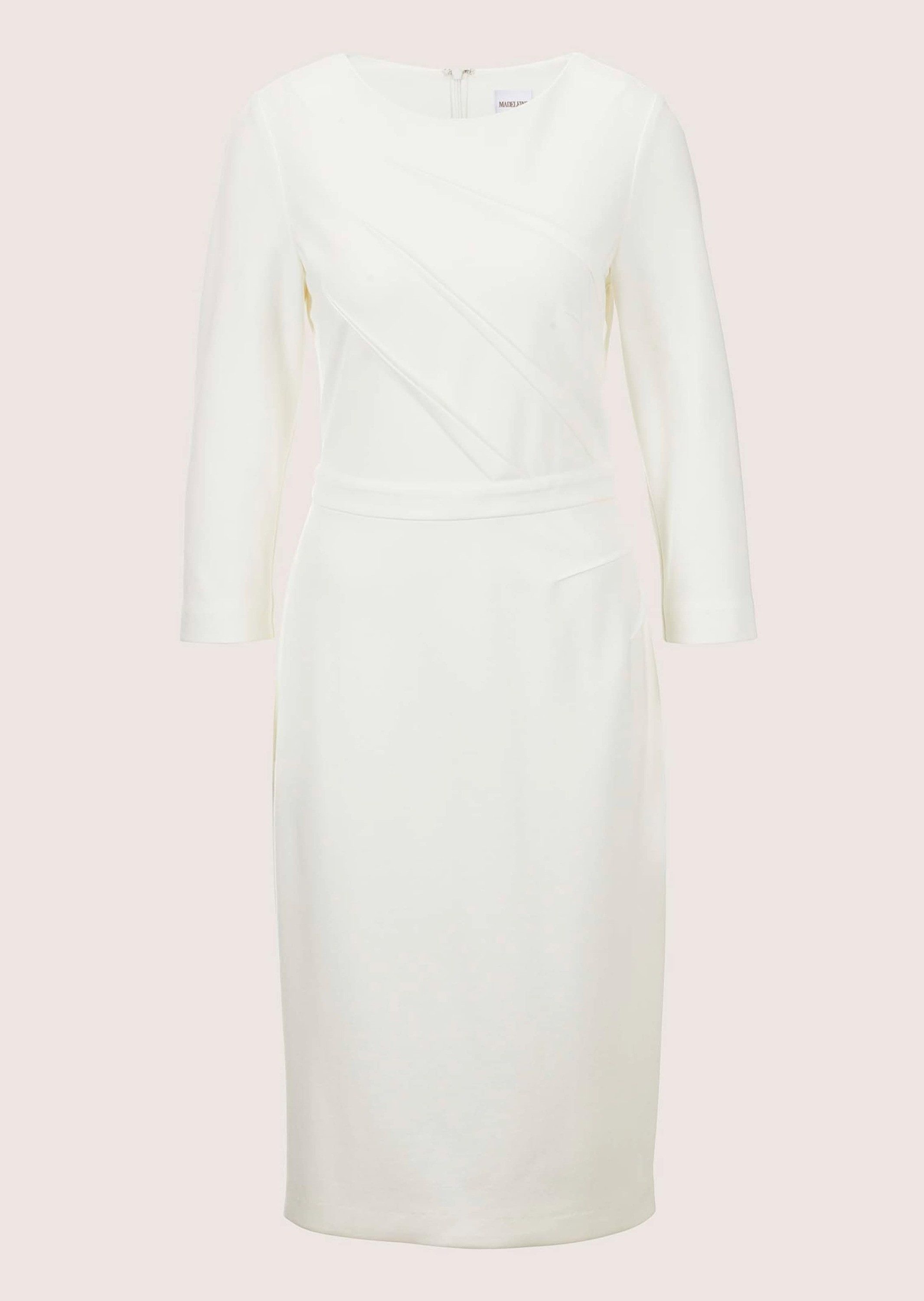 MADELEINE Maxikleid Schmales Jersey-Kleid mit Rundhals Etuikleid mit 3/4-Ärmel, Zierbiesen, knieumspielend
